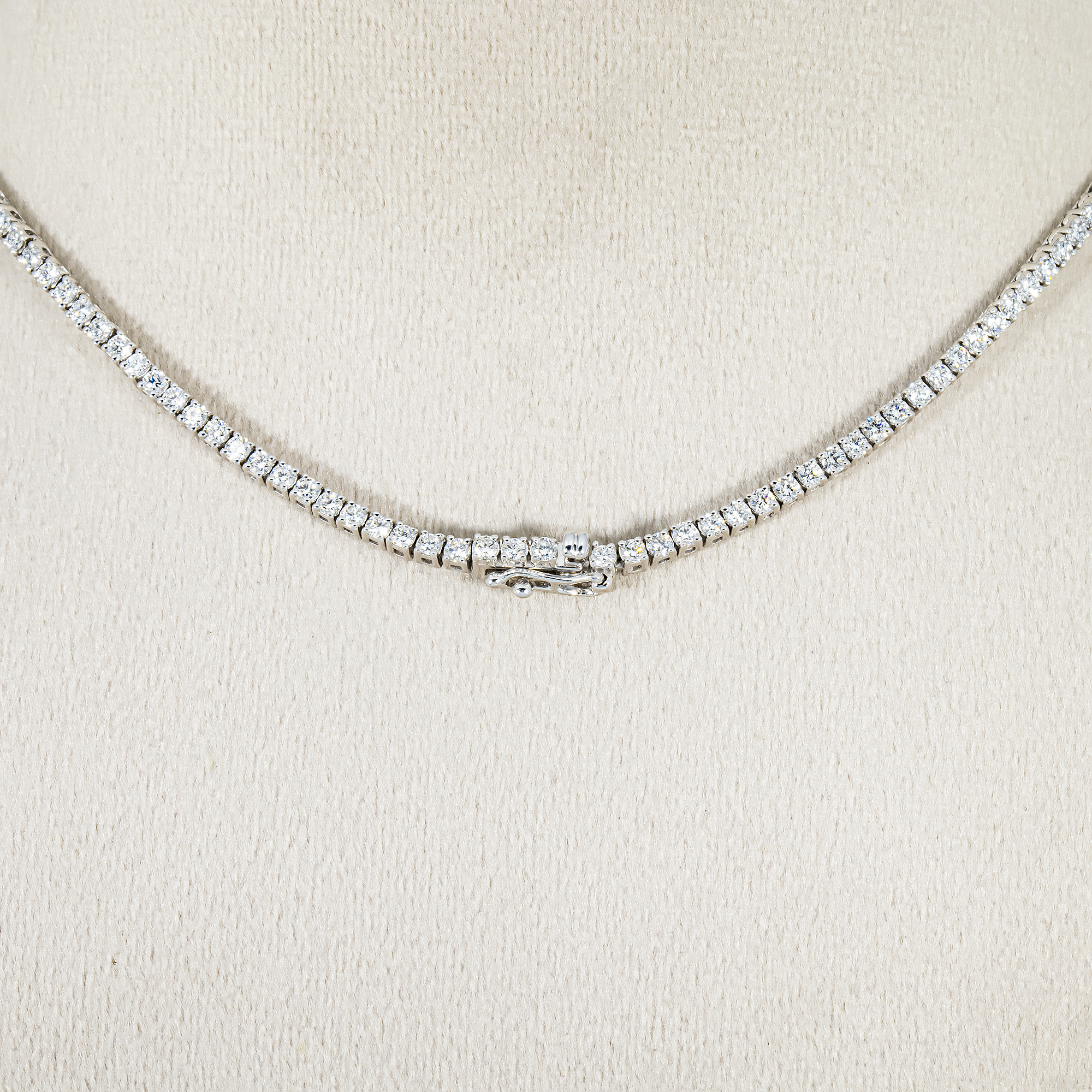 14K White Gold Round Diamond Tennis Chain 6.17ct (16"-22")