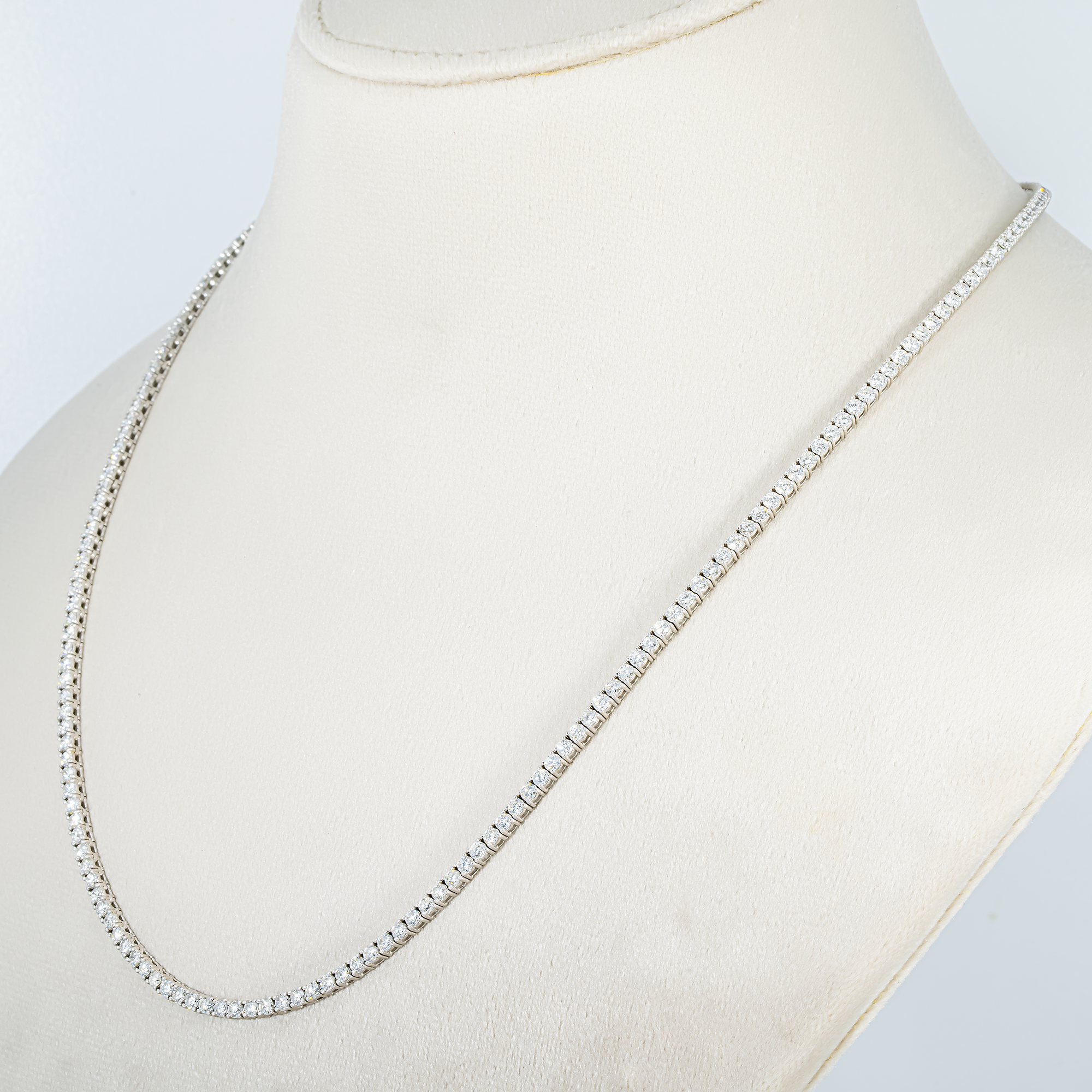 14K White Gold Round Diamond Tennis Chain 10ct (16"-22")