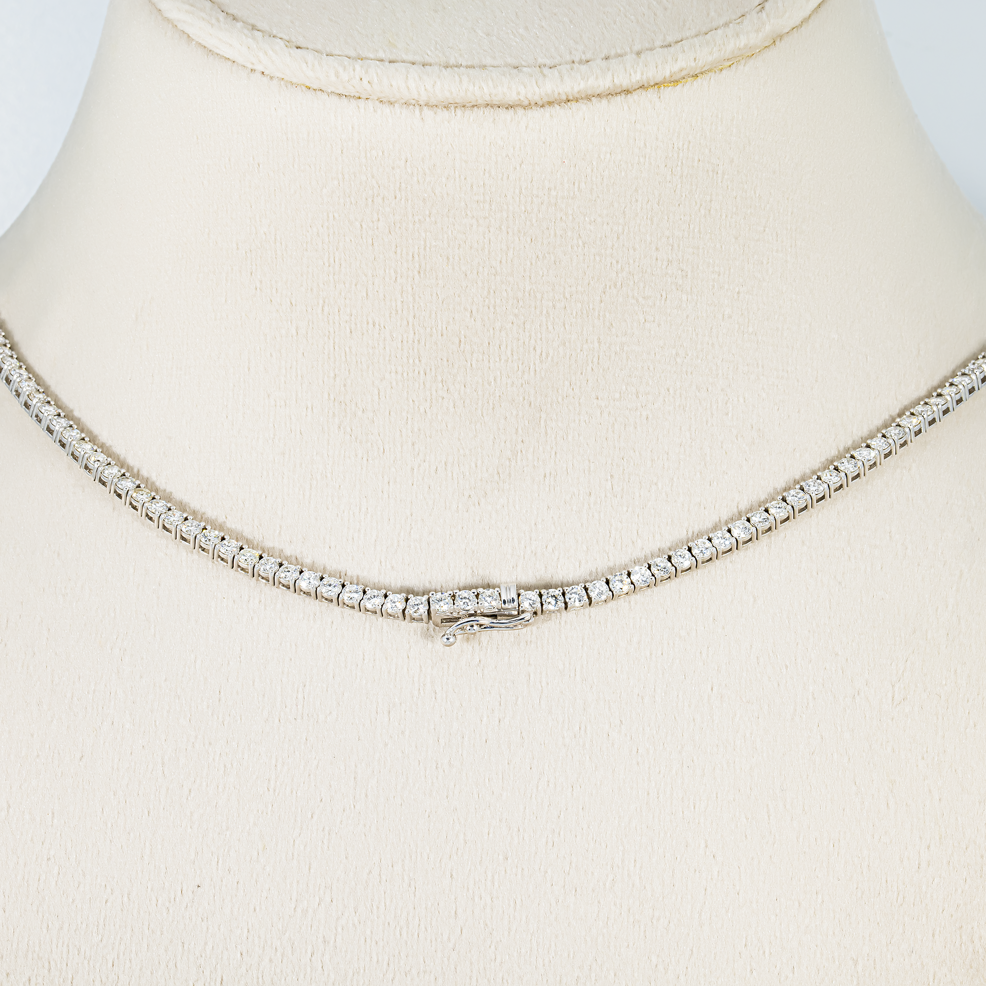 14K White Gold Round Diamond Tennis Chain 10ct (16"-22")