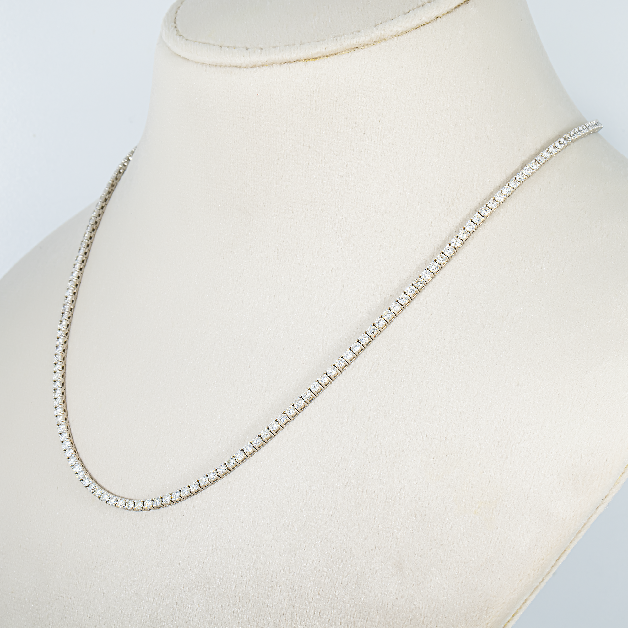 14K White Gold Round Diamond Tennis Chain 7.80cts (16"-22")