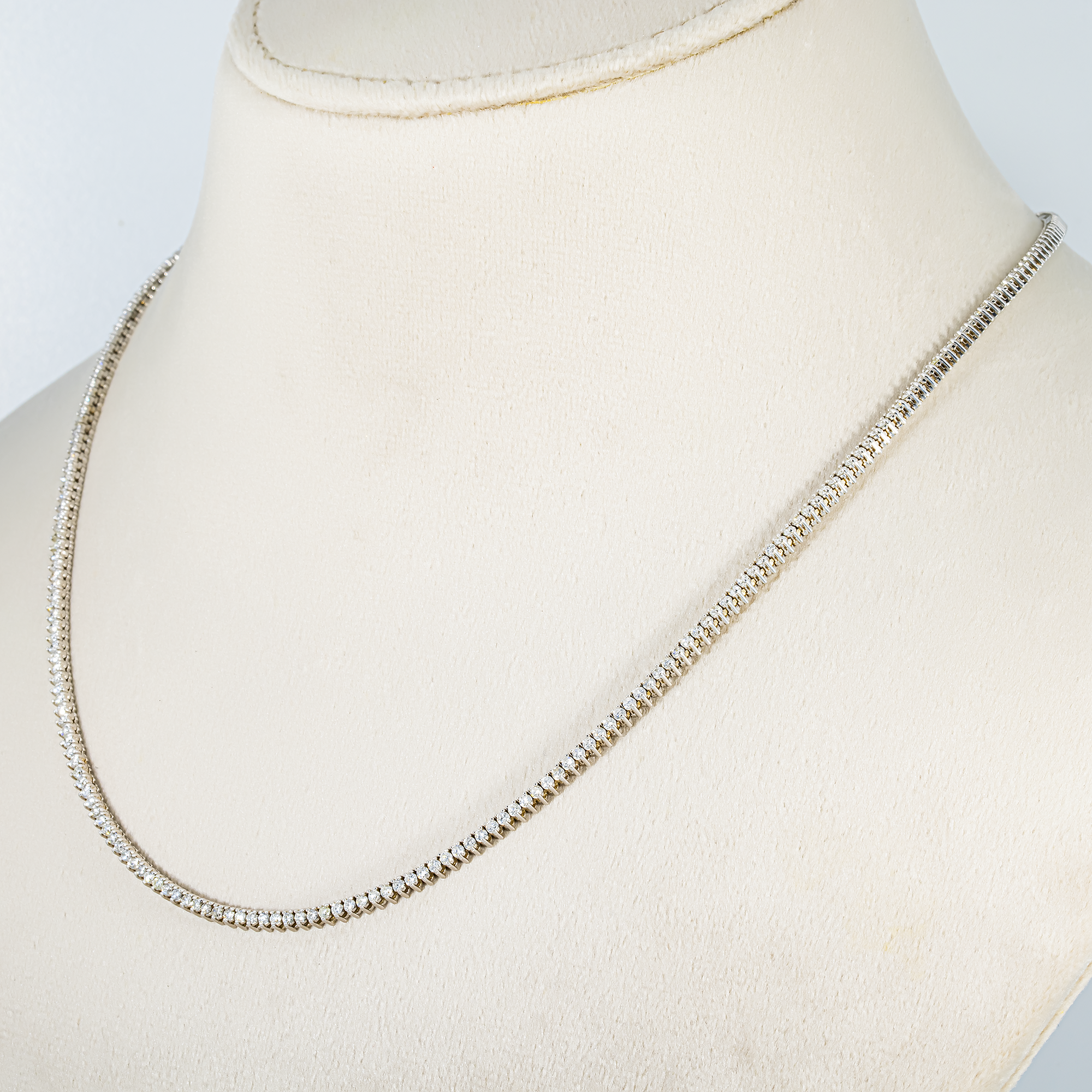 14K White Gold Round Diamond Tennis Chain 3.75ct (16"-22")