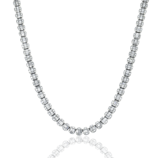 14K White Gold Baguette Diamond Chain 20.02ct