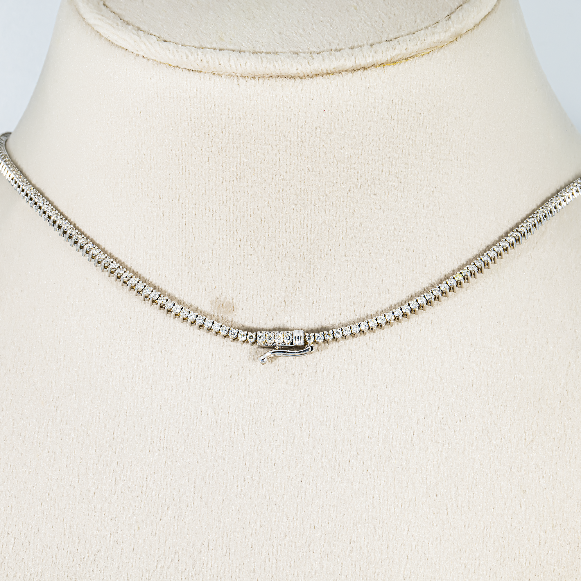 14K White Gold Round Diamond Tennis Chain 3.75ct (16"-22")
