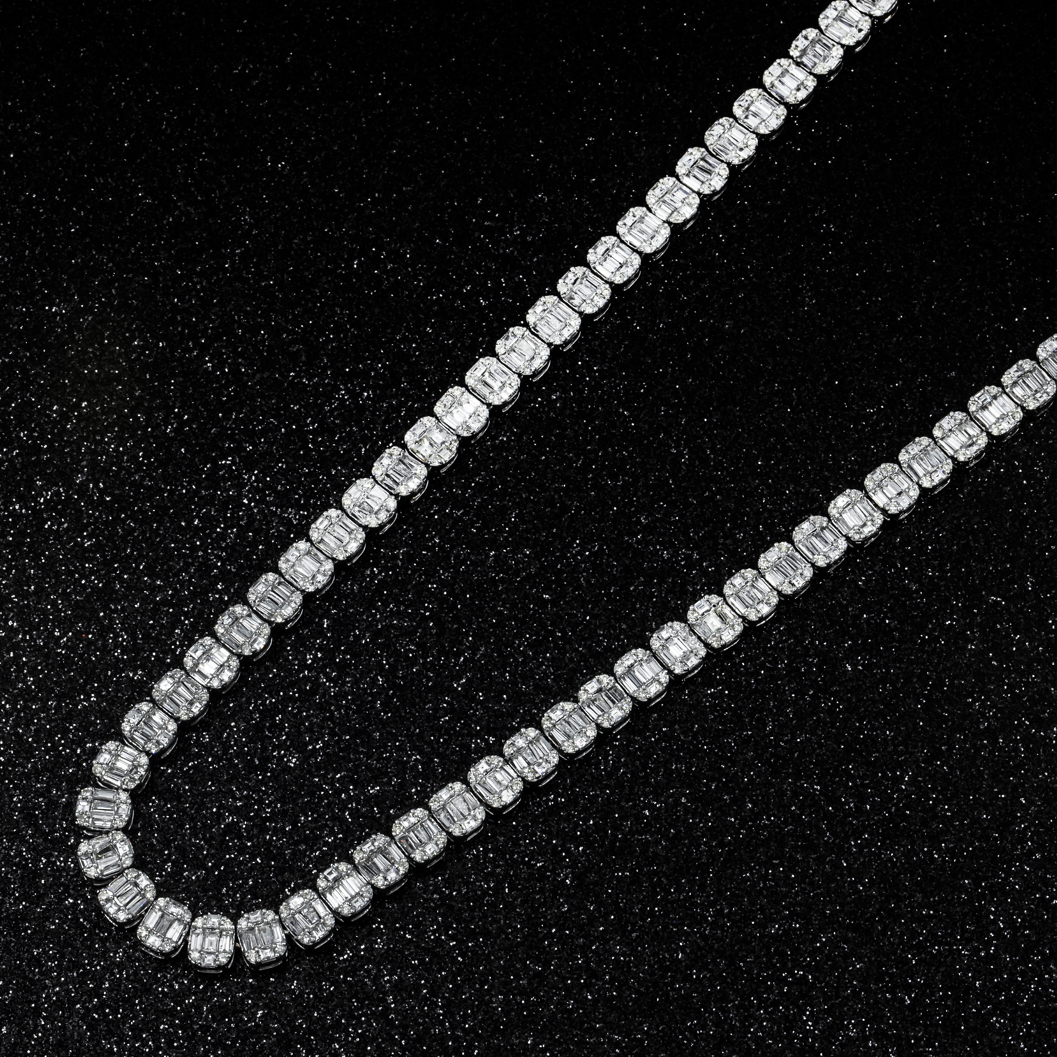14K White Gold Baguette Diamond Chain 20.02Ct Chains