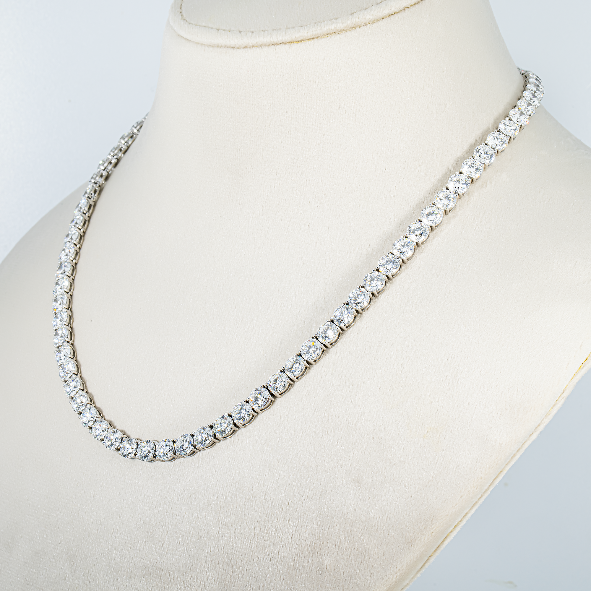 14K White Gold Round Diamond Tennis Chain 53.85ct  (16"-22")