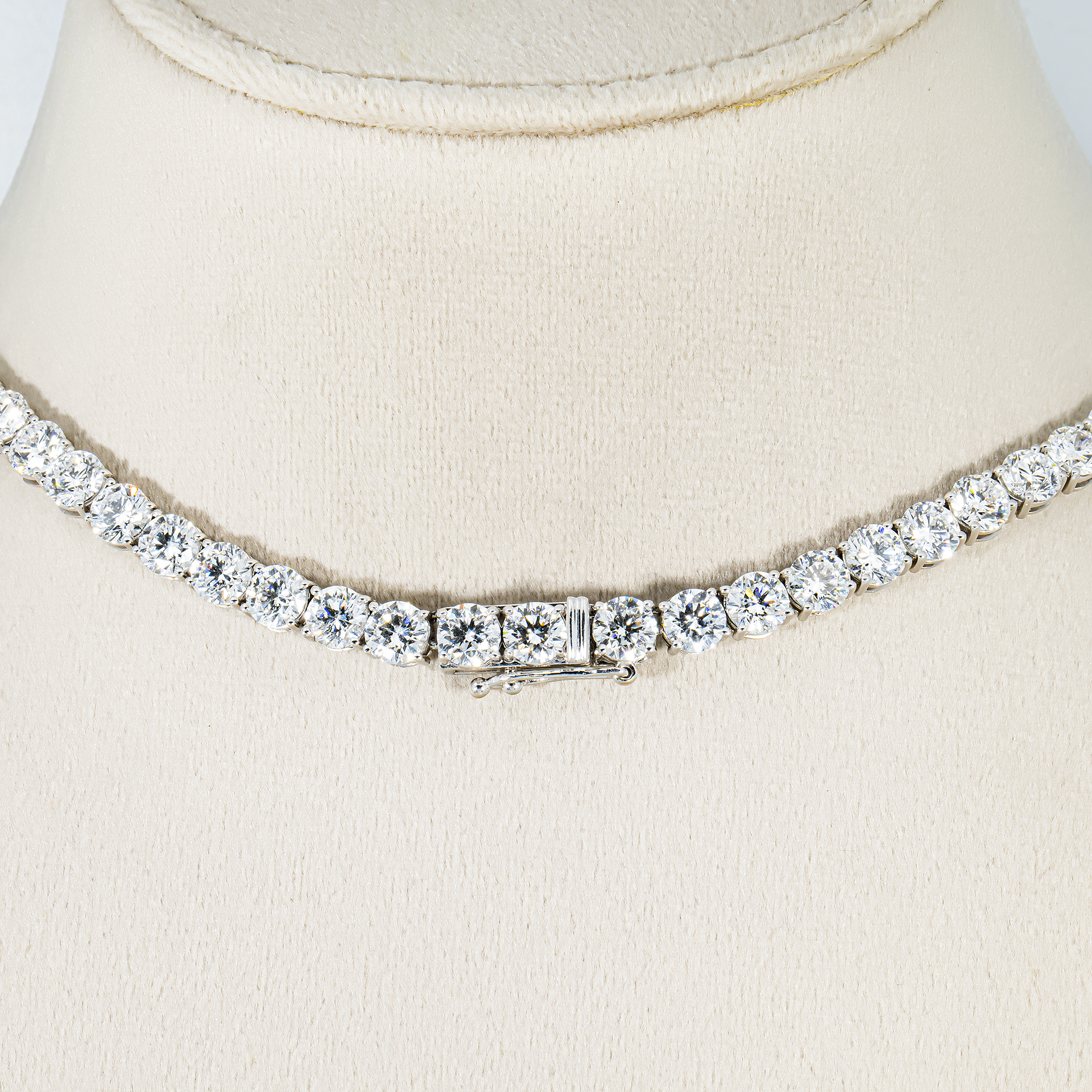 14K White Gold Round Diamond Tennis Chain 53.85ct  (16"-22")