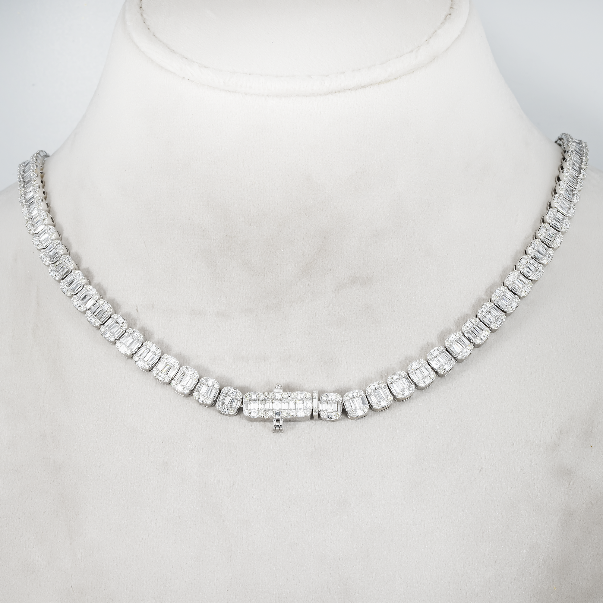14K White Gold Baguette Diamond Chain 20.02Ct Chains