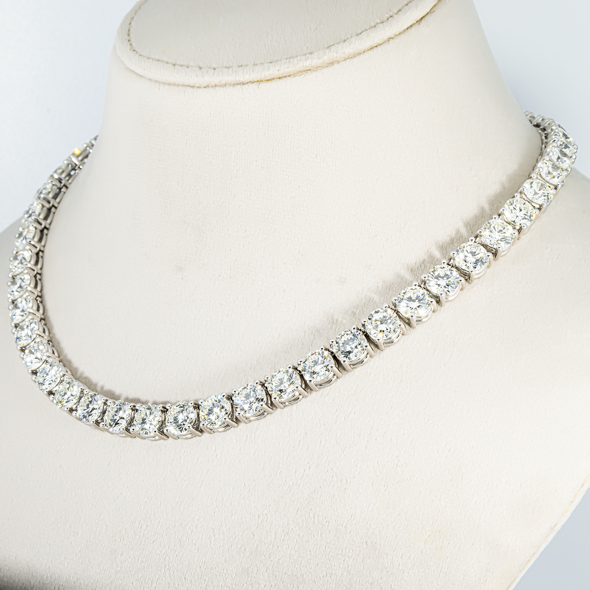14K White Gold Round Diamond Tennis Chain 79.37cts (17"-22")