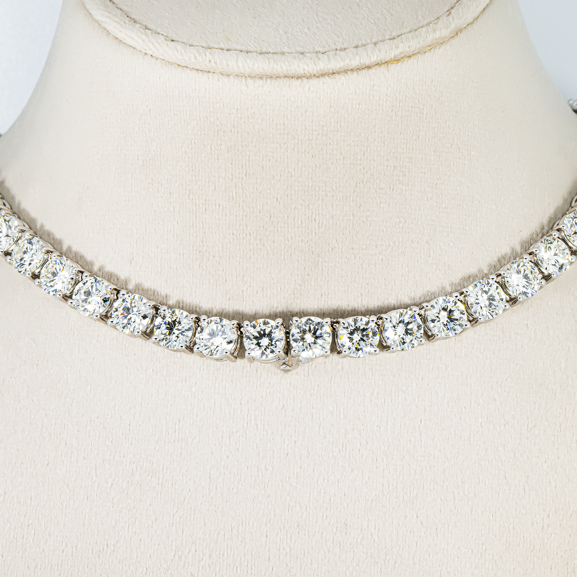 14K White Gold Round Diamond Tennis Chain 79.37cts (17"-22")