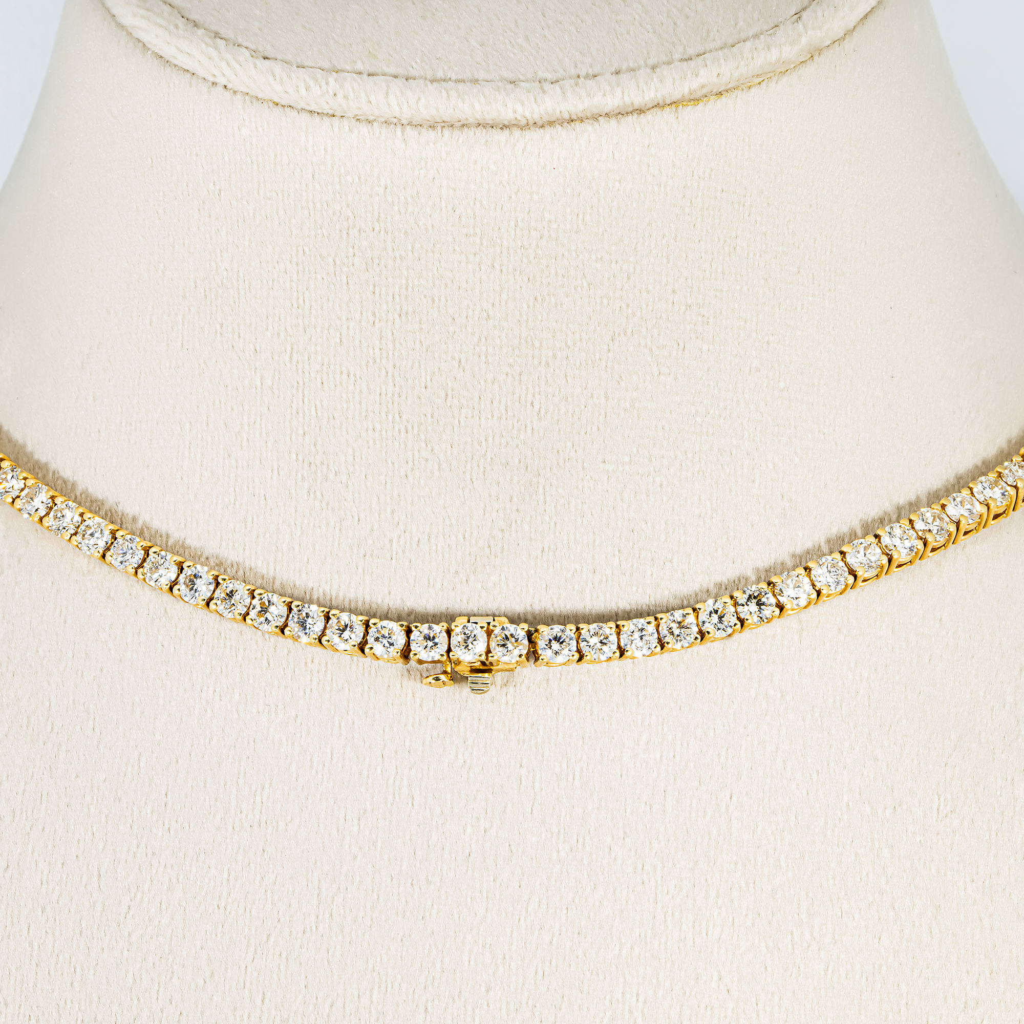 14K Yellow Gold Round Diamond Tennis Chain 25.45ct (16"-22")