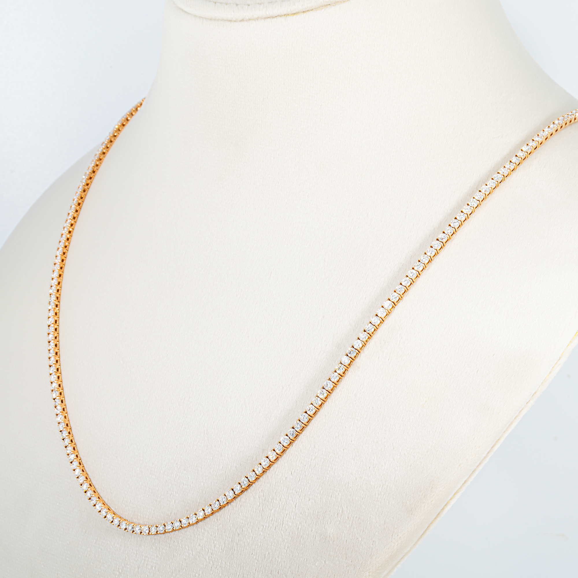 14K Rose Gold Diamond Tennis Chain 11.23ct (16"-22")