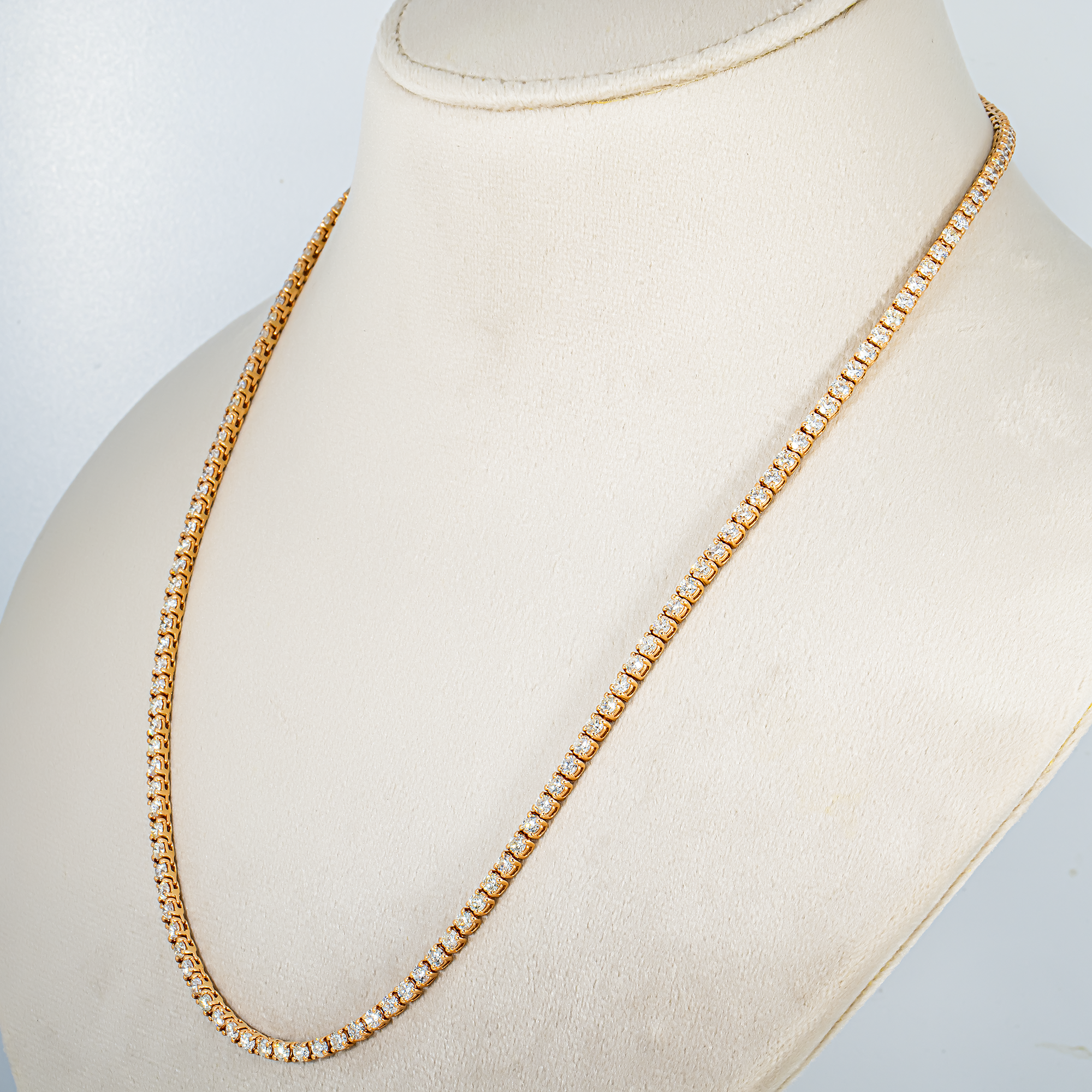 14k Rose Gold Diamond Tennis Chain 12.00ct (16"-22")