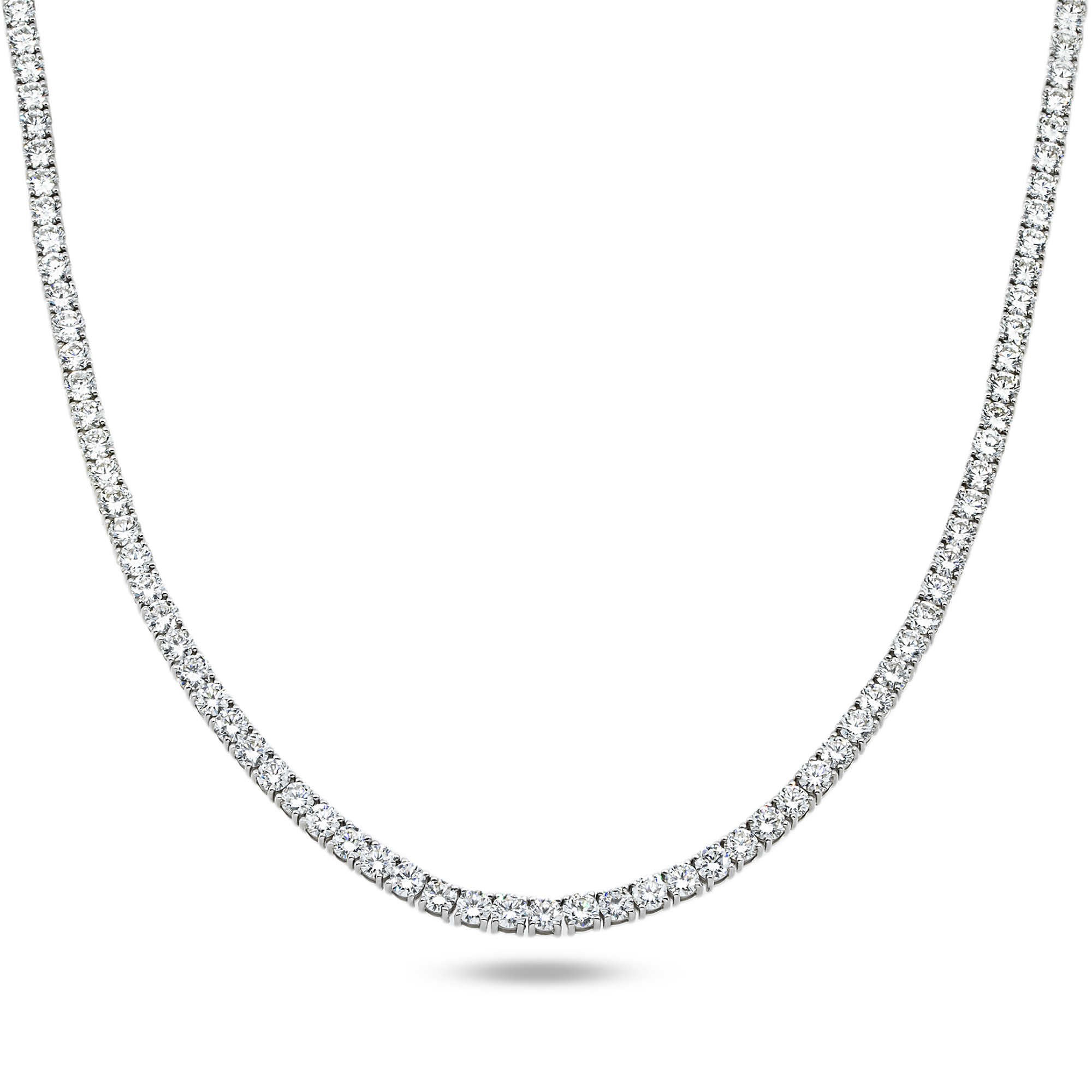14K White Gold Round Diamond Tennis Chain 44.70ct (16"-26")
