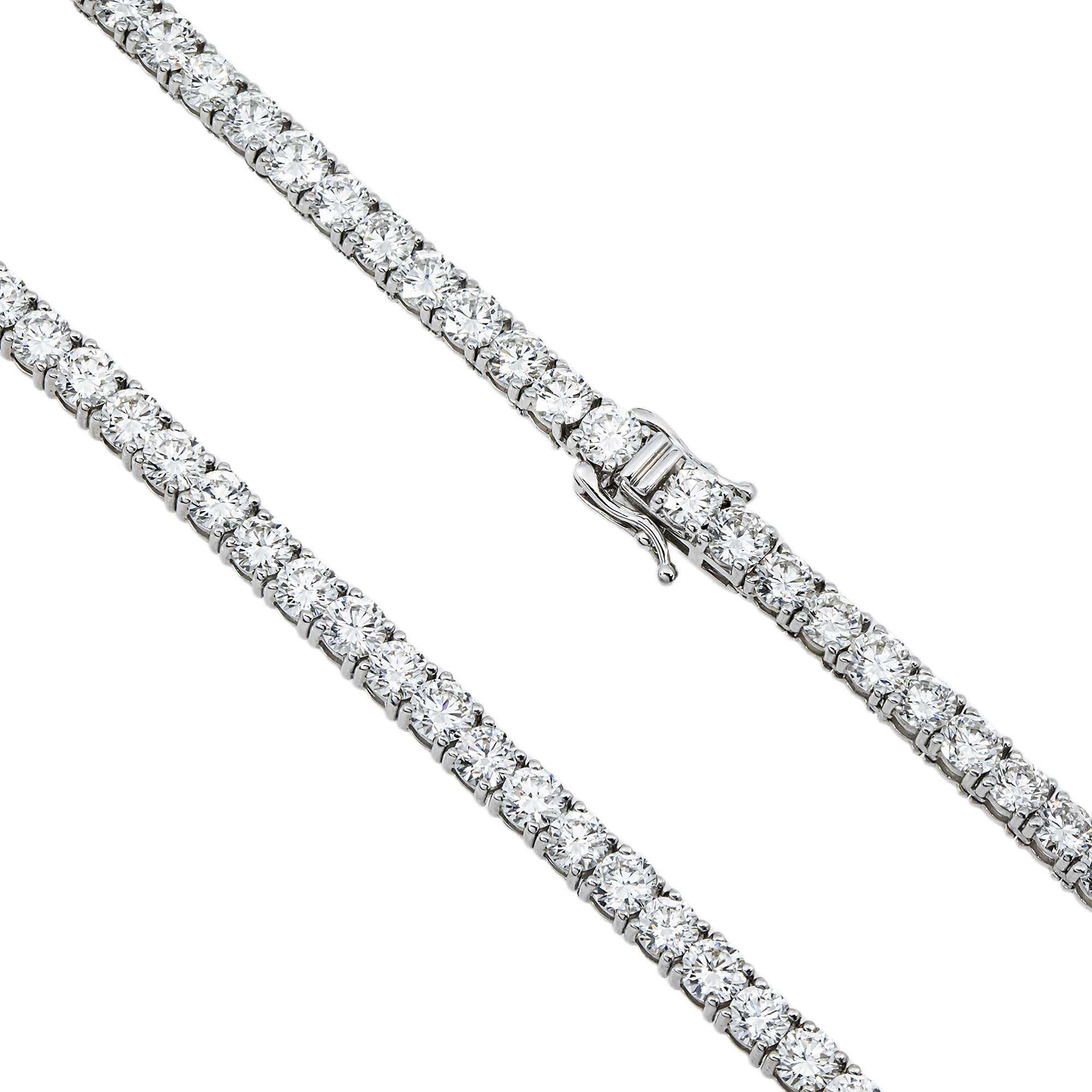 14K White Gold Round Diamond Tennis Chain 44.70ct (16"-26")