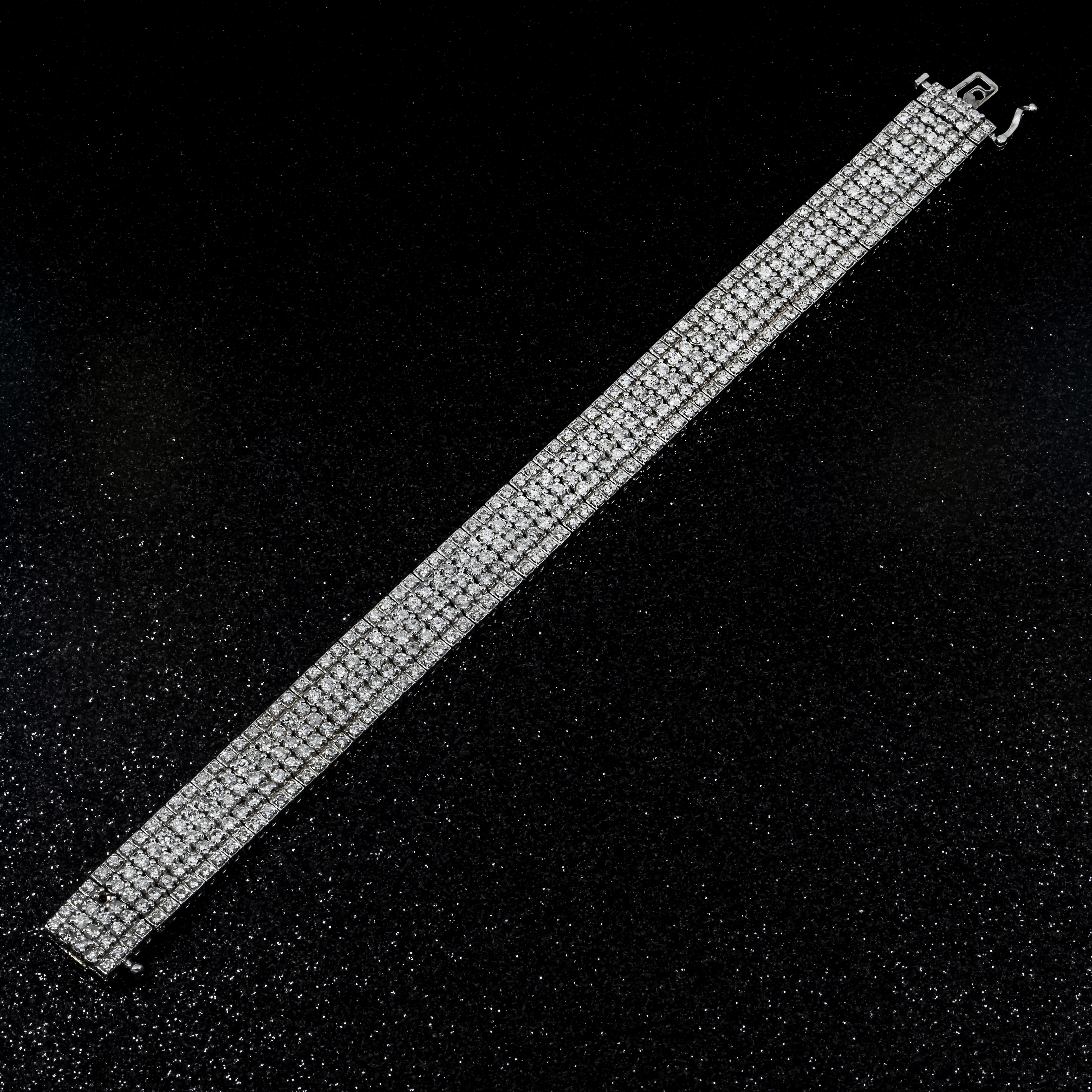 14K White Gold Five Row Round Diamond Tennis Bracelet 11.27Ct Bracelets