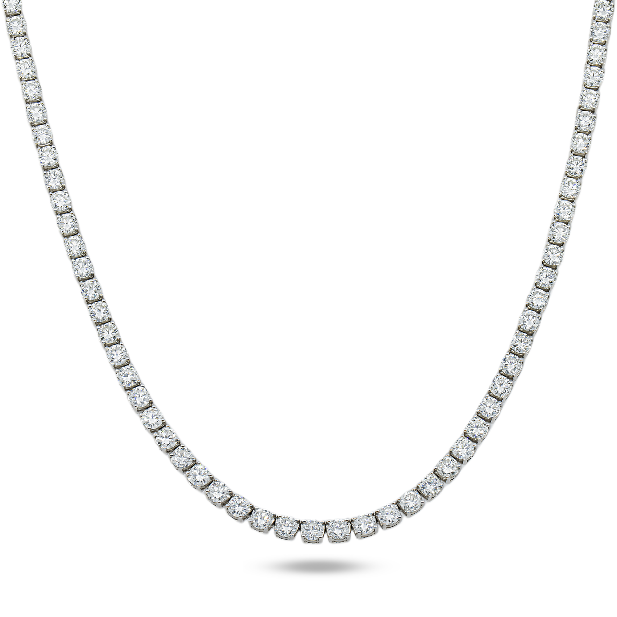14K White Gold Round Diamond Tennis Chain 35.97ct (16"-22")