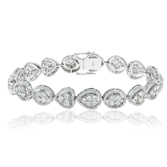 14K White Gold Combination Cut Diamond Bracelet 7.02ct