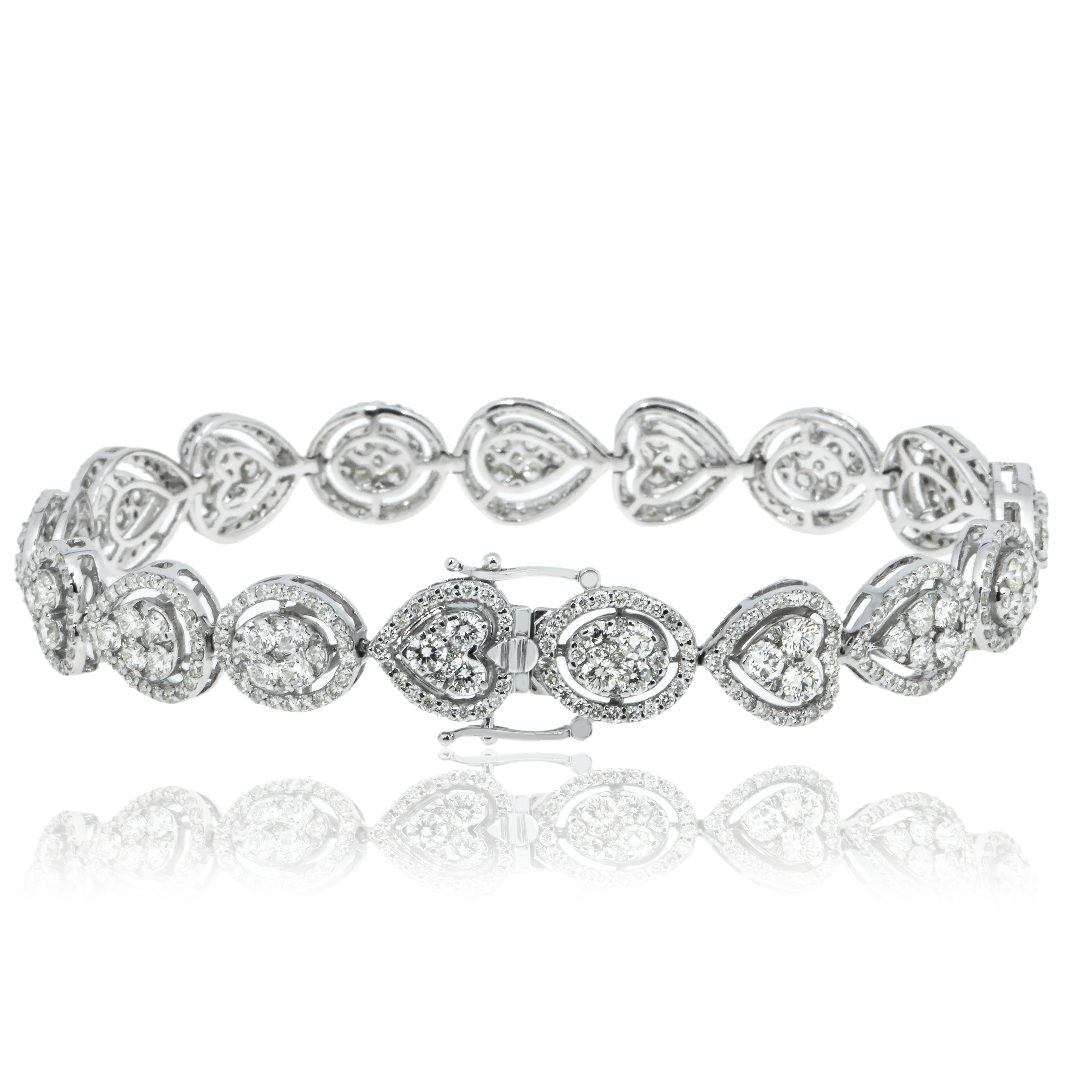 14K White Gold Combination Cut Diamond Bracelet 7.02Ct Bracelets