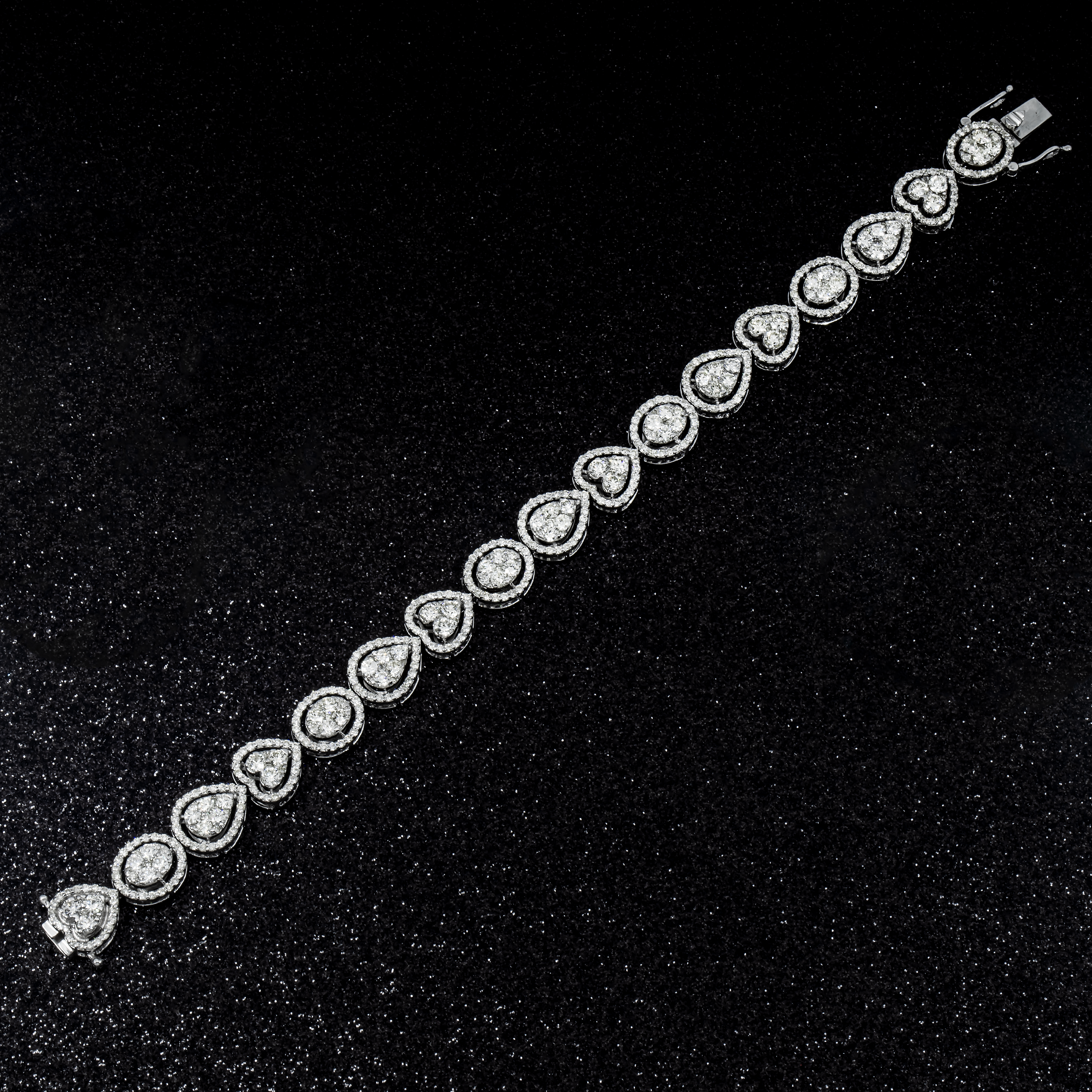14K White Gold Combination Cut Diamond Bracelet 7.02Ct Bracelets