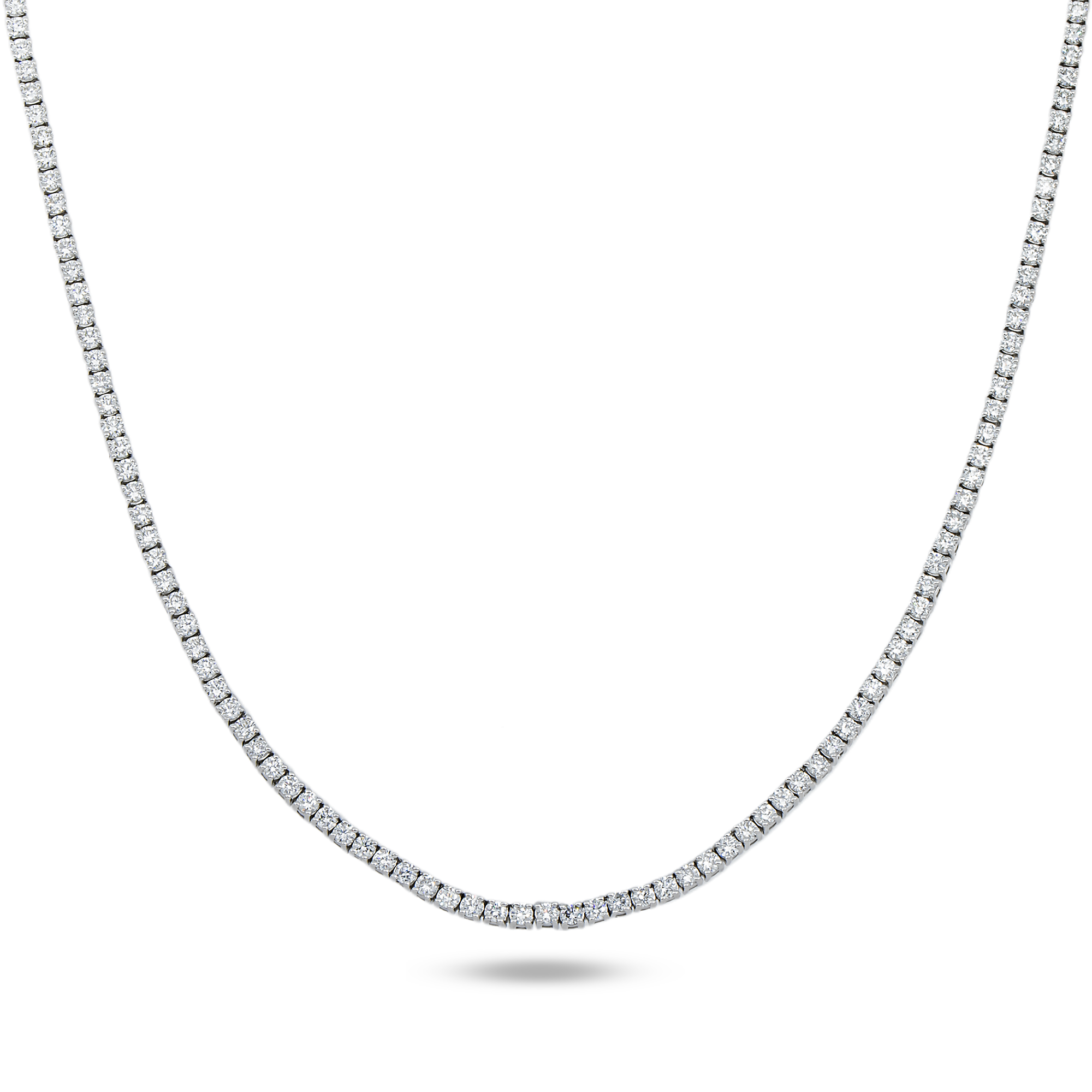 14K White Gold Round Diamond Tennis Chain 6.17ct (16"-22")