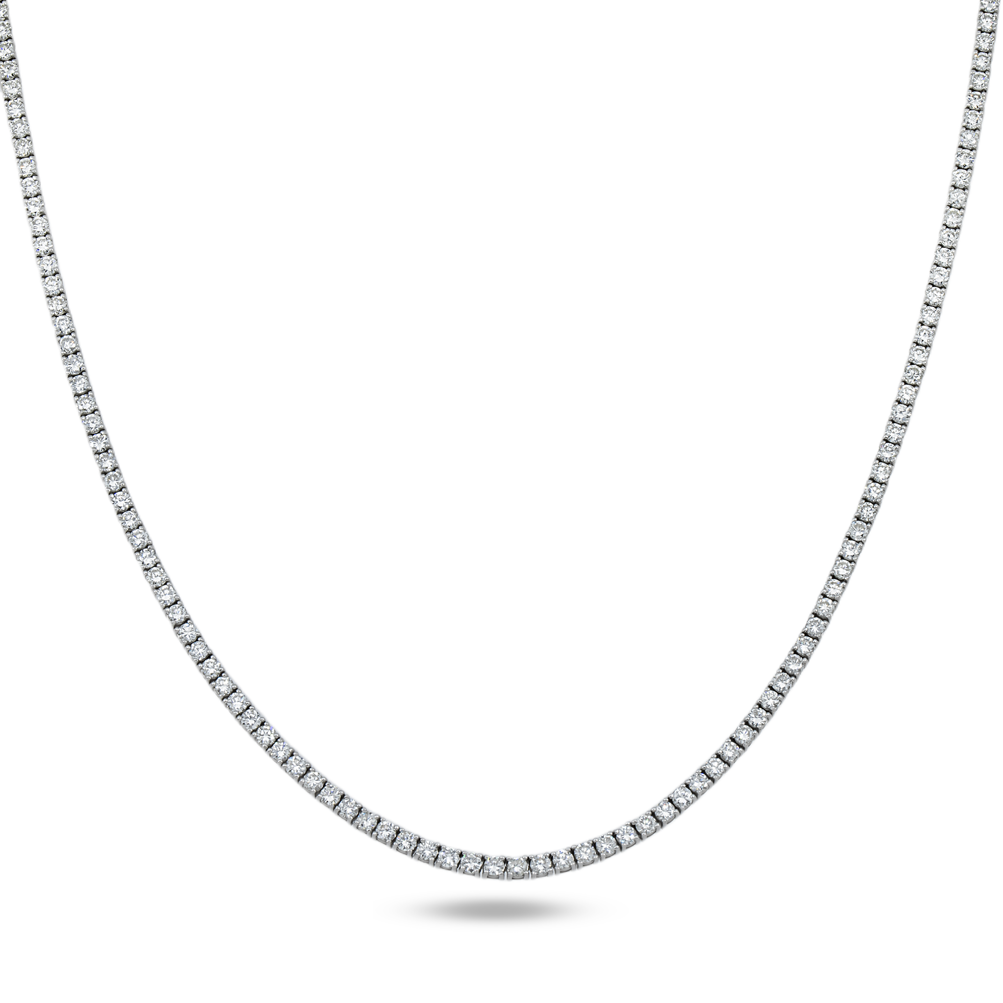 14K White Gold Round Diamond Tennis Chain 10ct (16"-22")