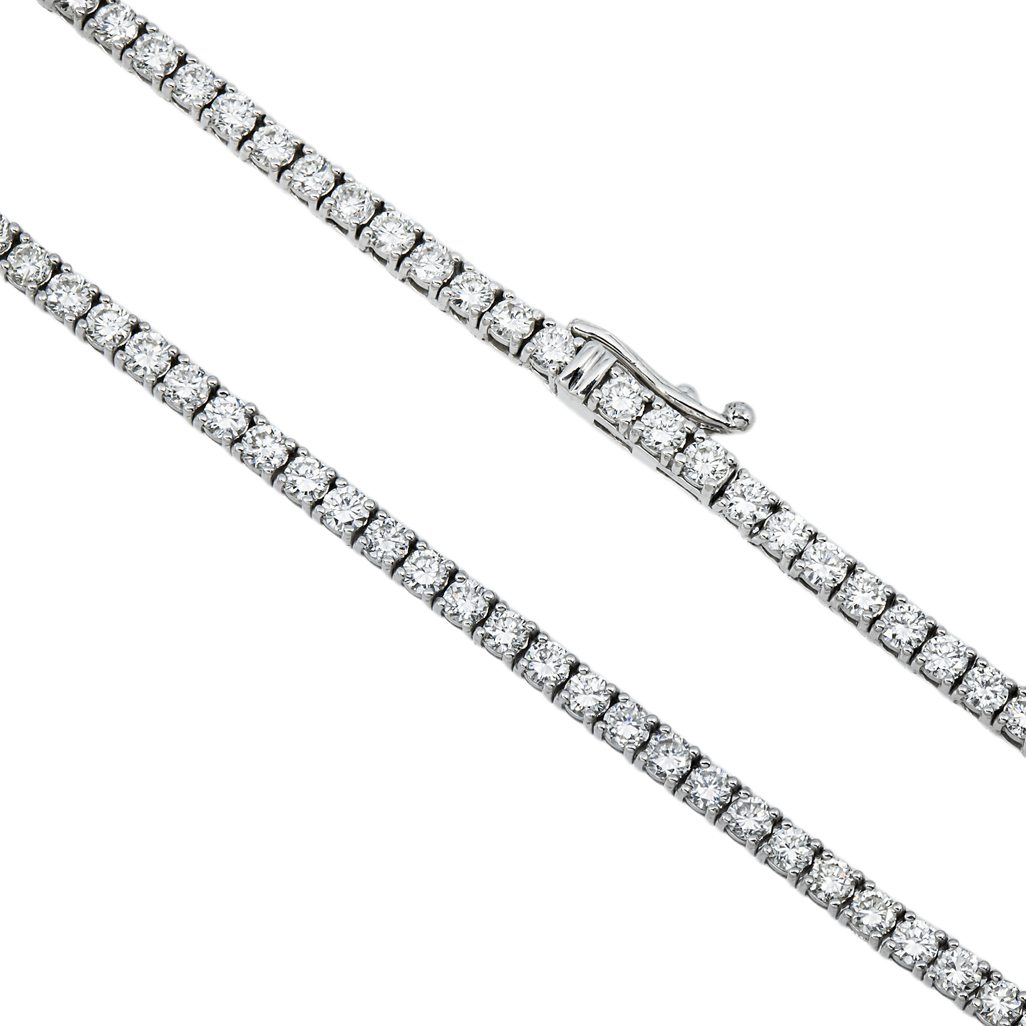 14K White Gold Round Diamond Tennis Chain 10ct (16"-22")