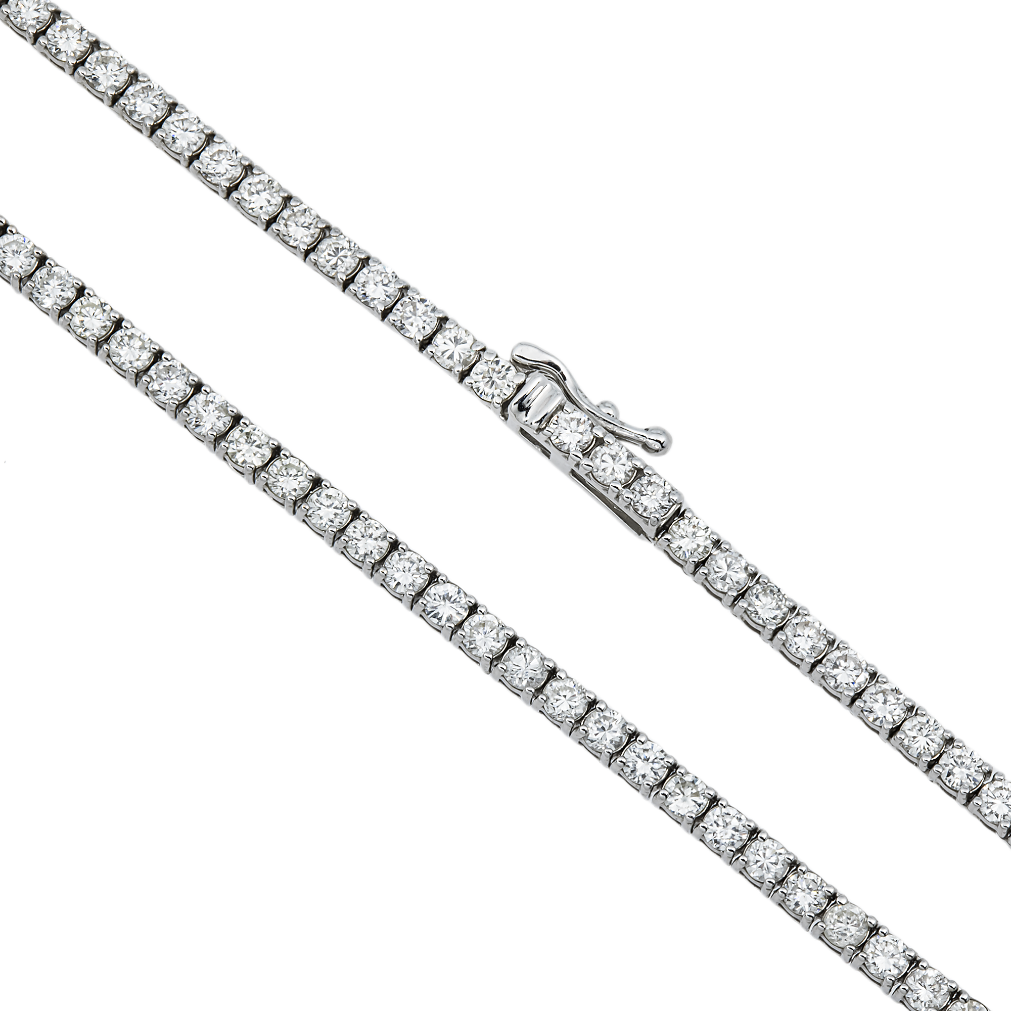 14K White Gold Round Diamond Tennis Chain 7.80cts (16"-22")