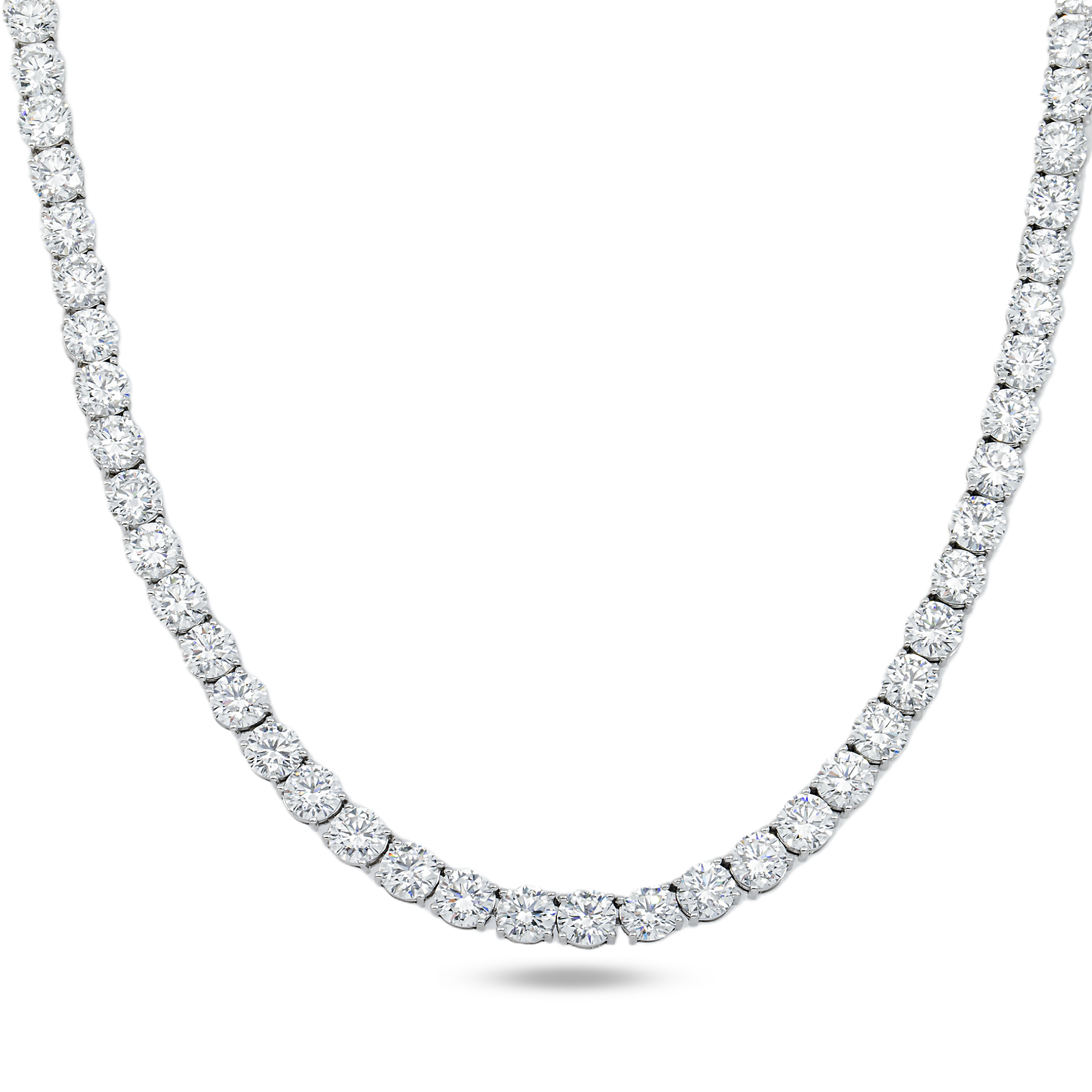 14K White Gold Round Diamond Tennis Chain 53.85ct  (16"-22")