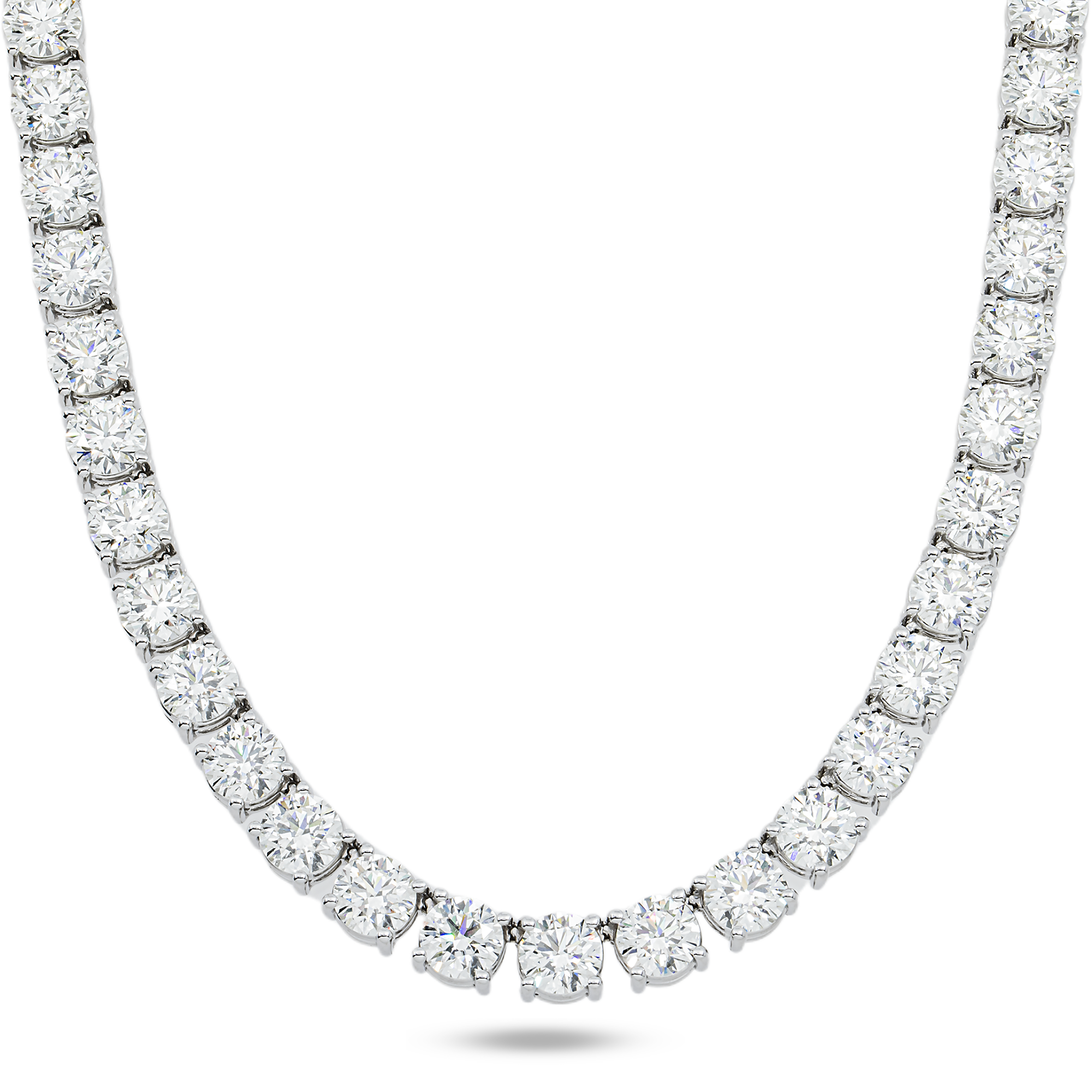 14K White Gold Round Diamond Tennis Chain 79.37cts (17"-22")
