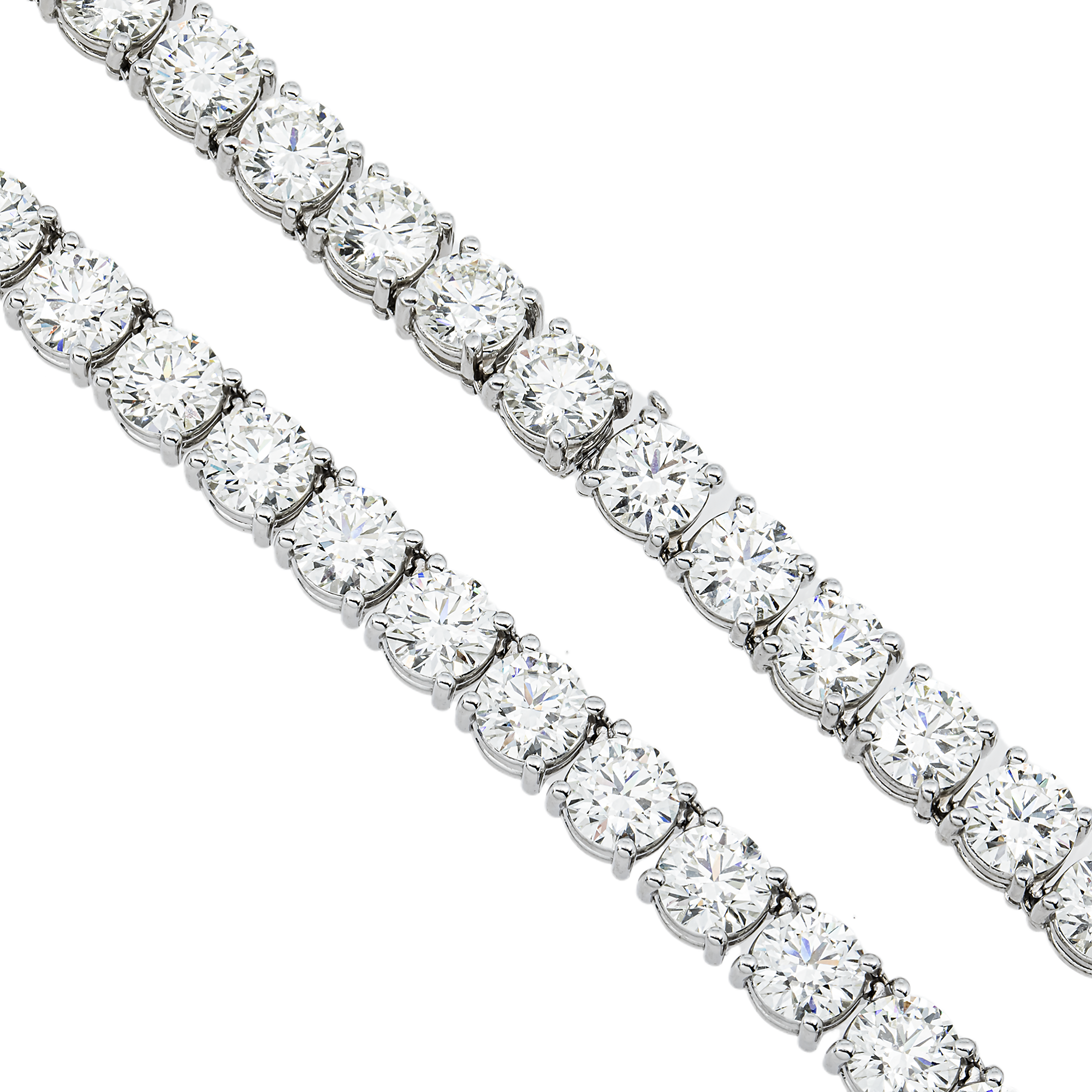 14K White Gold Round Diamond Tennis Chain 79.37cts (17"-22")
