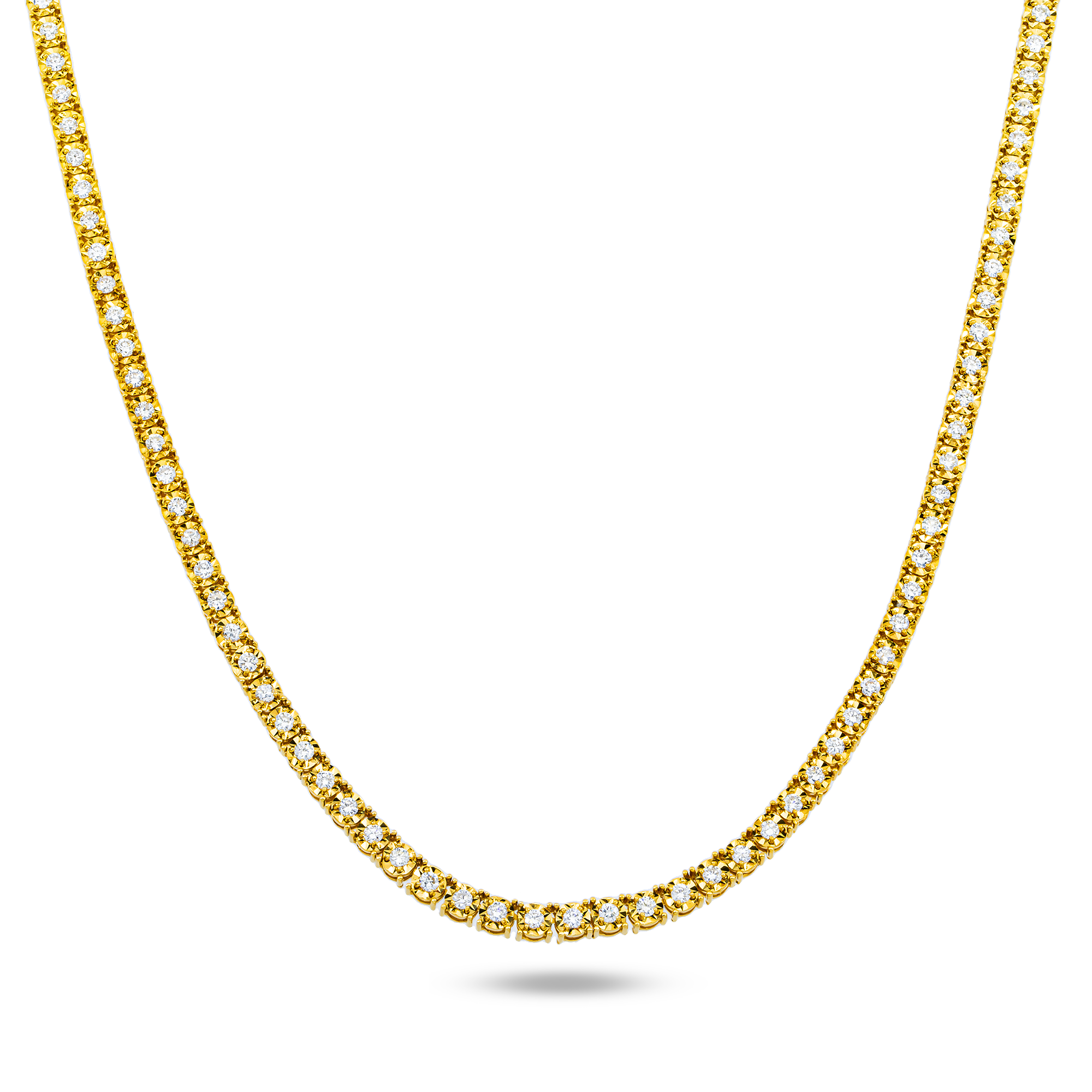 14K Yellow Gold Round Diamond Tennis Chain 4.26cts (16"-22")