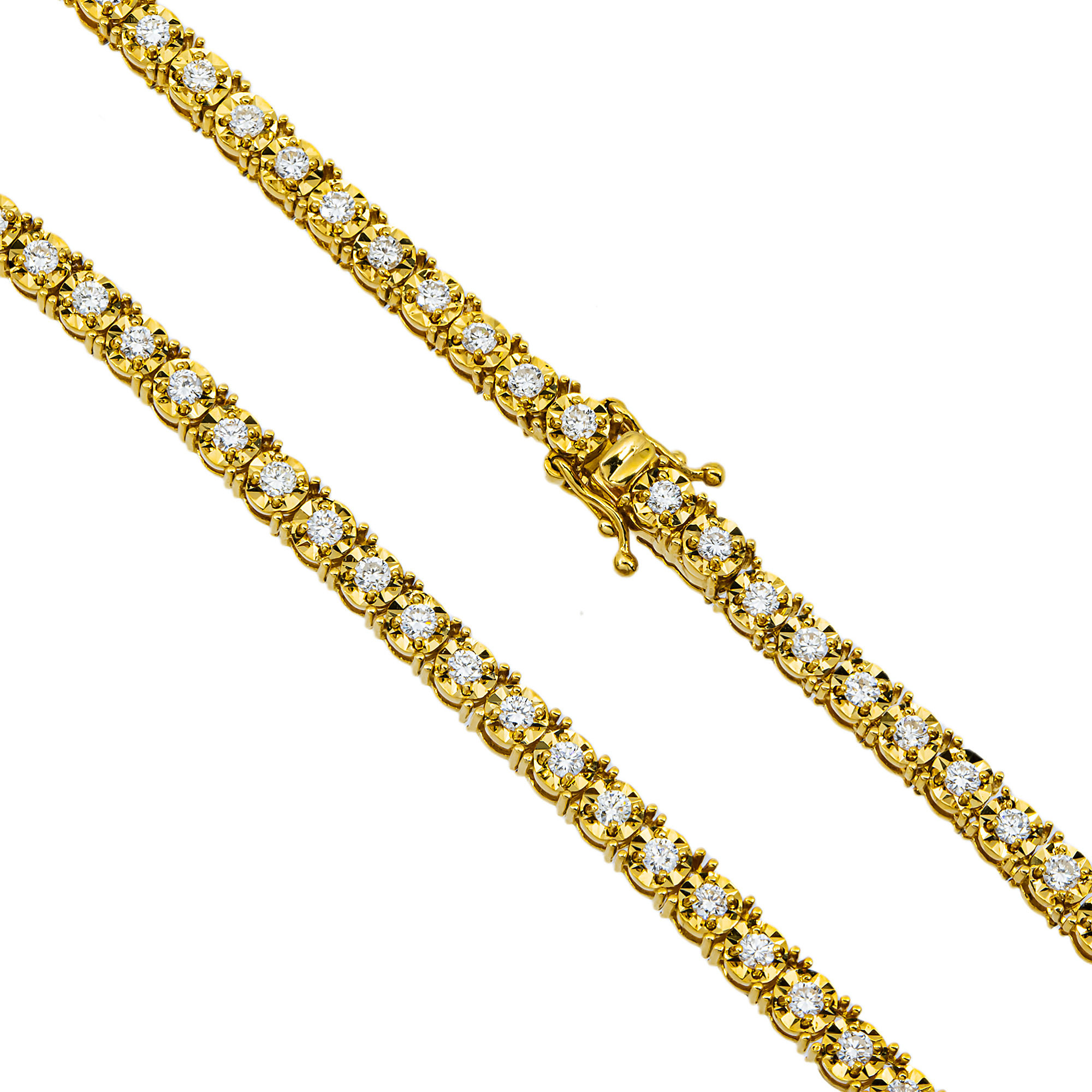 14K Yellow Gold Round Diamond Tennis Chain 4.26cts (16"-22")