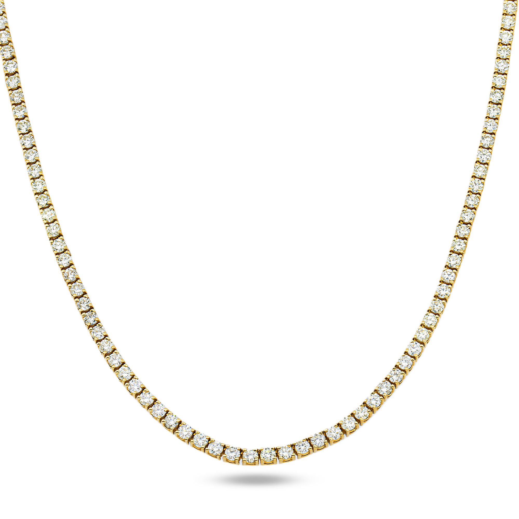 14K Yellow Gold Round Diamond Tennis Chain 24.16ct (16"-22")