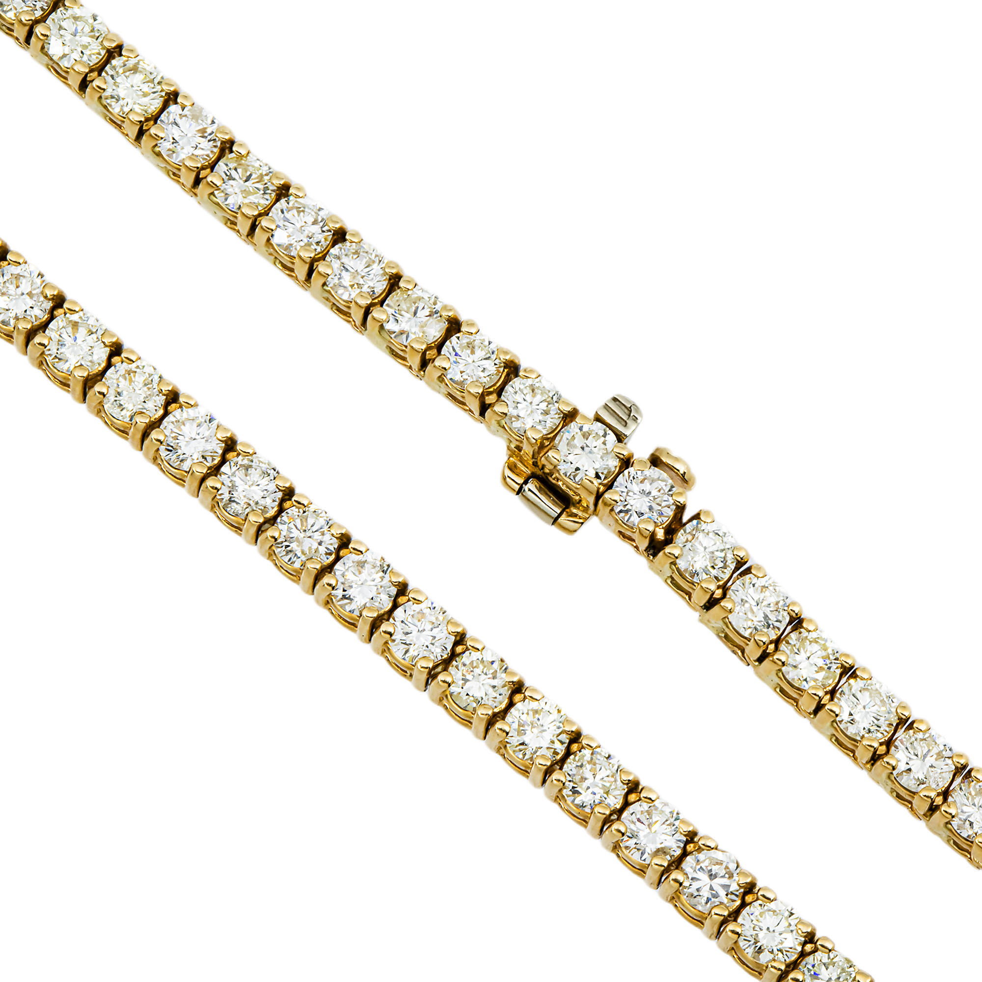 14K Yellow Gold Round Diamond Tennis Chain 24.16ct (16"-22")