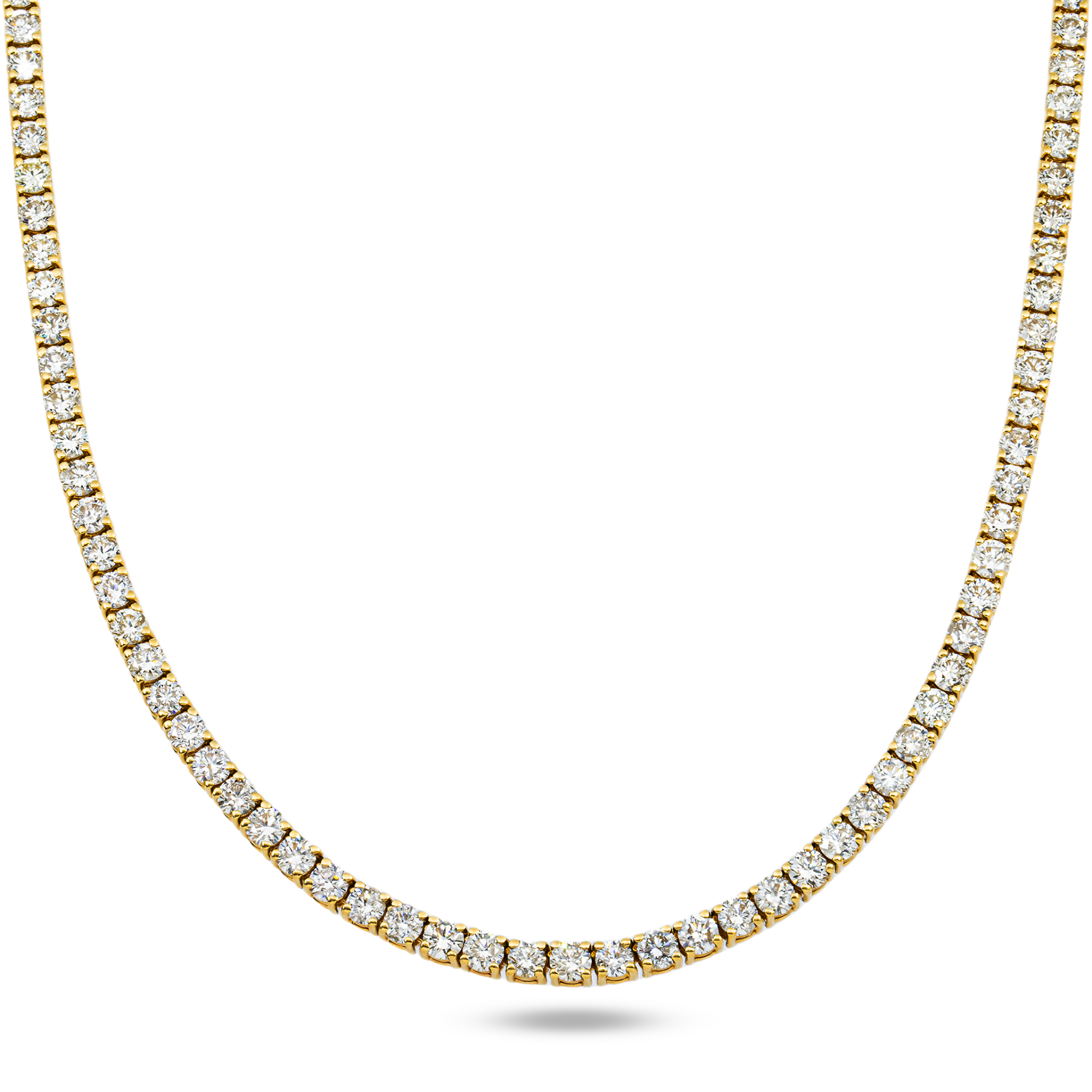 14K Yellow Gold Round Diamond Tennis Chain 25.45ct (16"-22")