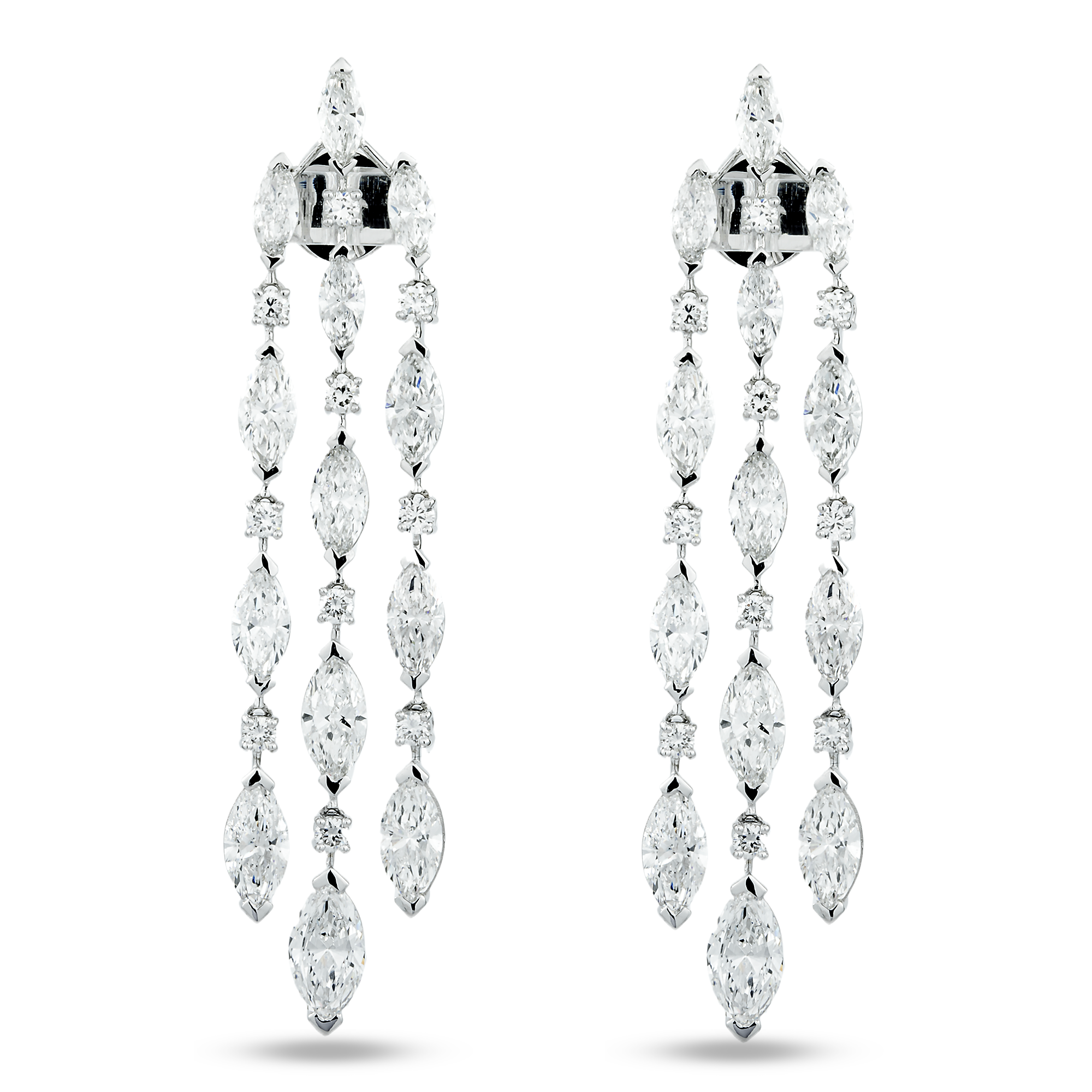14K White Gold Marquise Cut Diamond Drop Earrings 12.75ctw