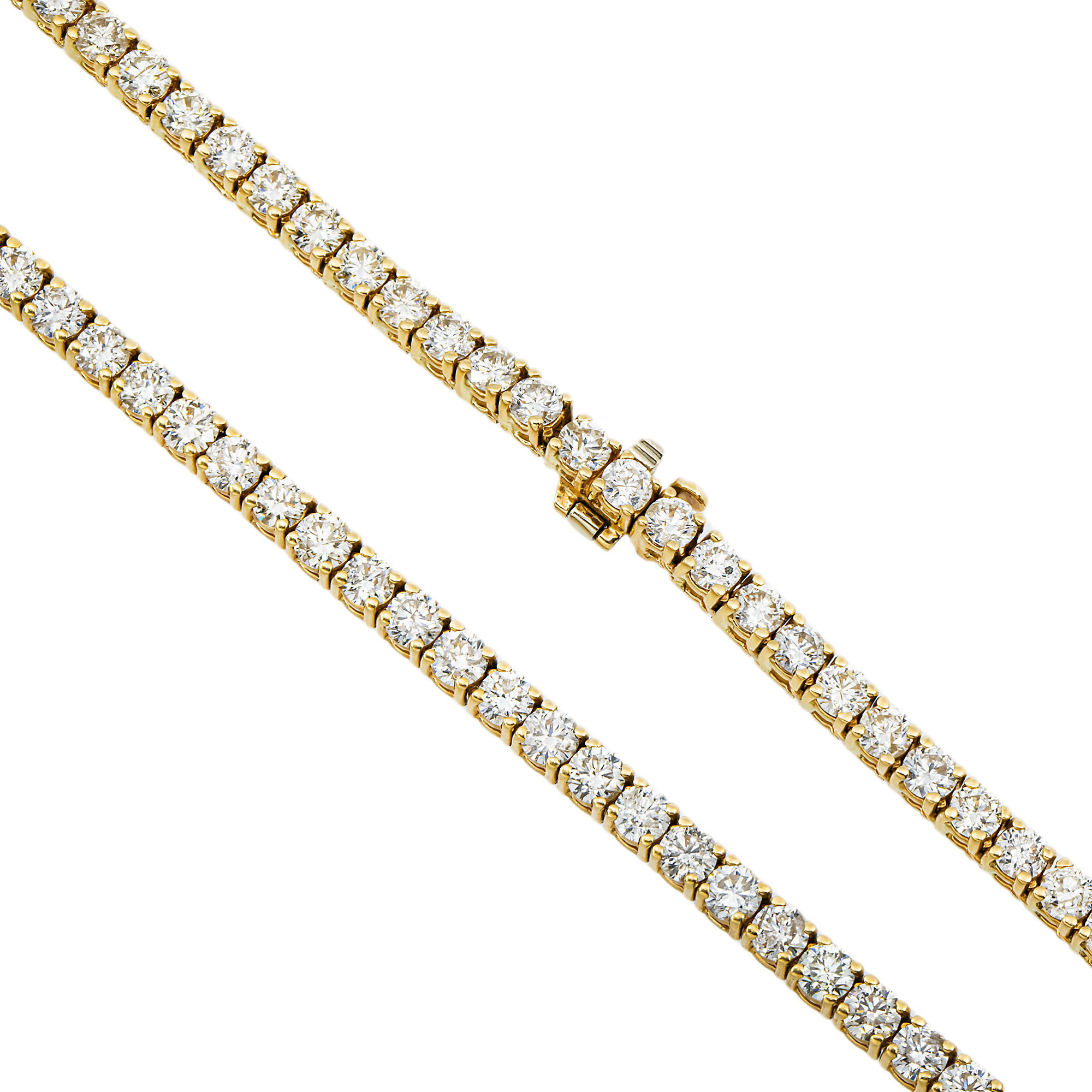 14K Yellow Gold Round Diamond Tennis Chain 25.45ct (16"-22")