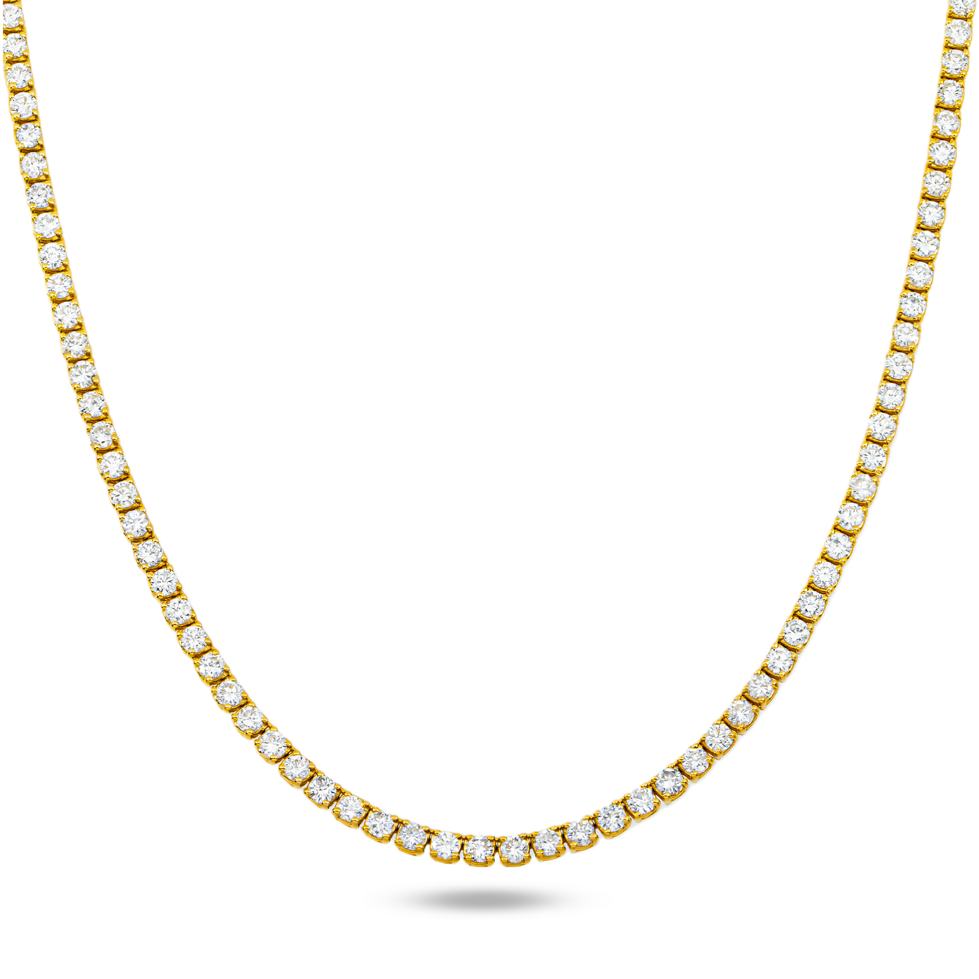 14K Yellow  Gold Round  Diamond Tennis Chain 13.30ct (16"-22")