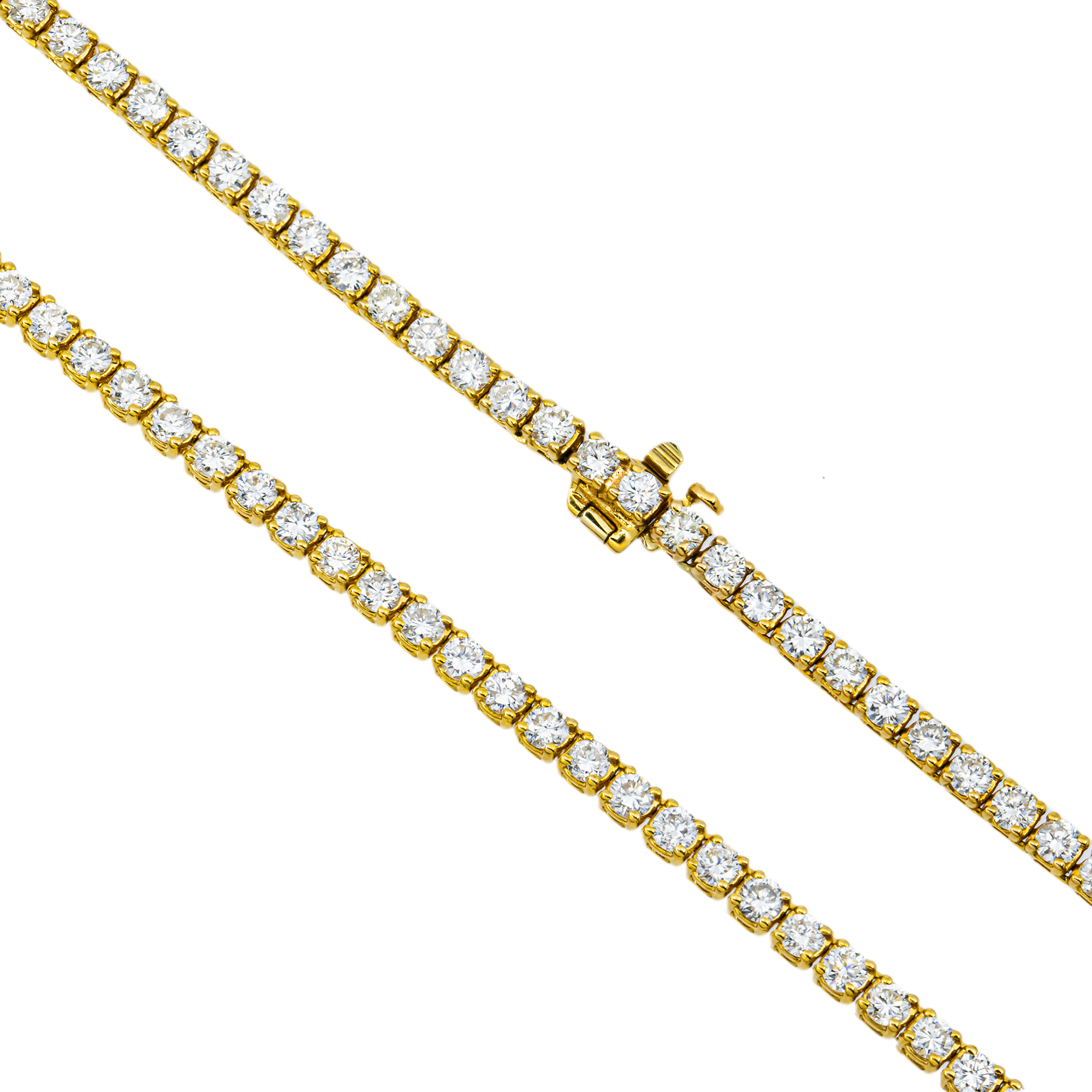 14K Yellow  Gold Round  Diamond Tennis Chain 13.30ct (16"-22")