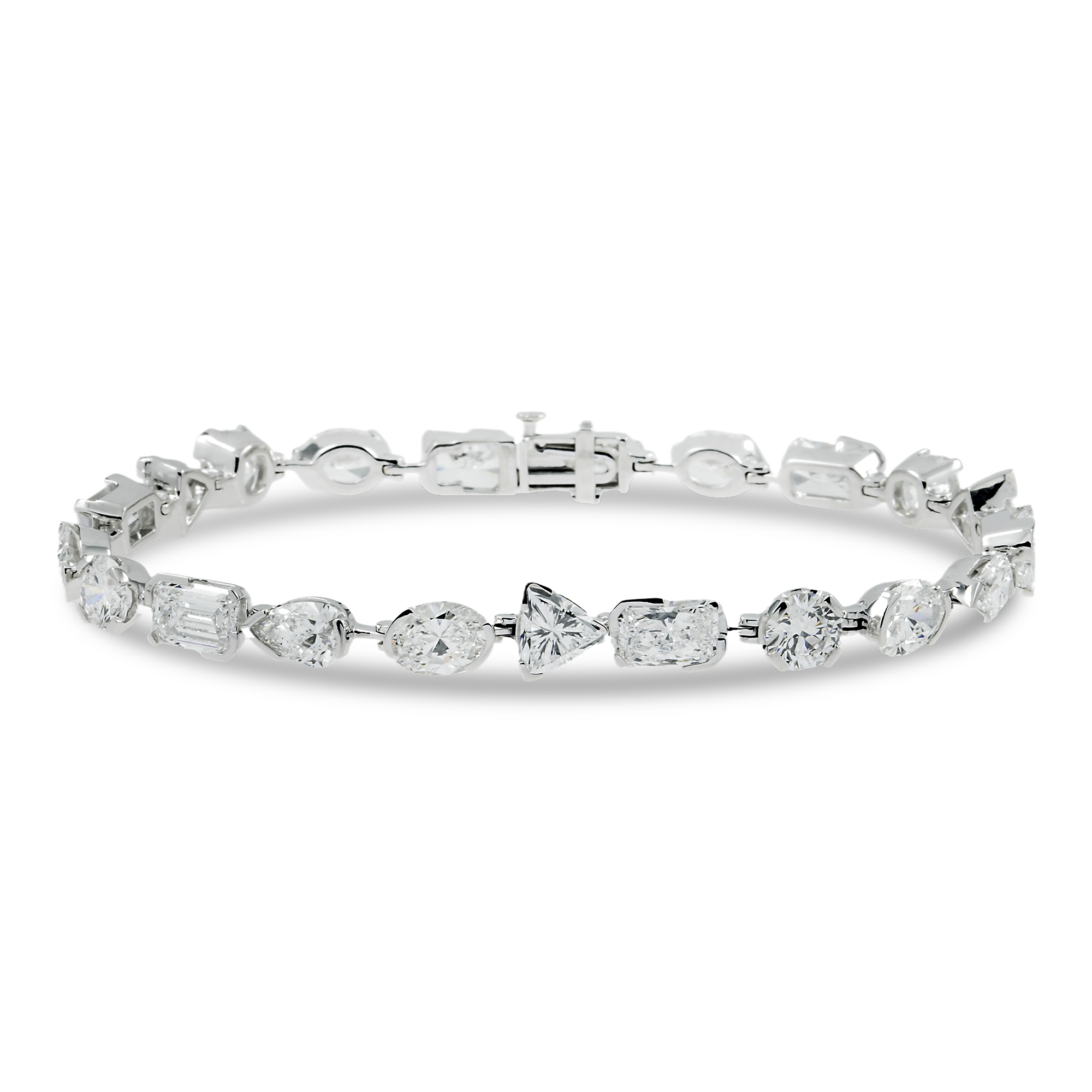 14K White Gold Multi Cut Diamond Satellite Bracelet 17.04ct