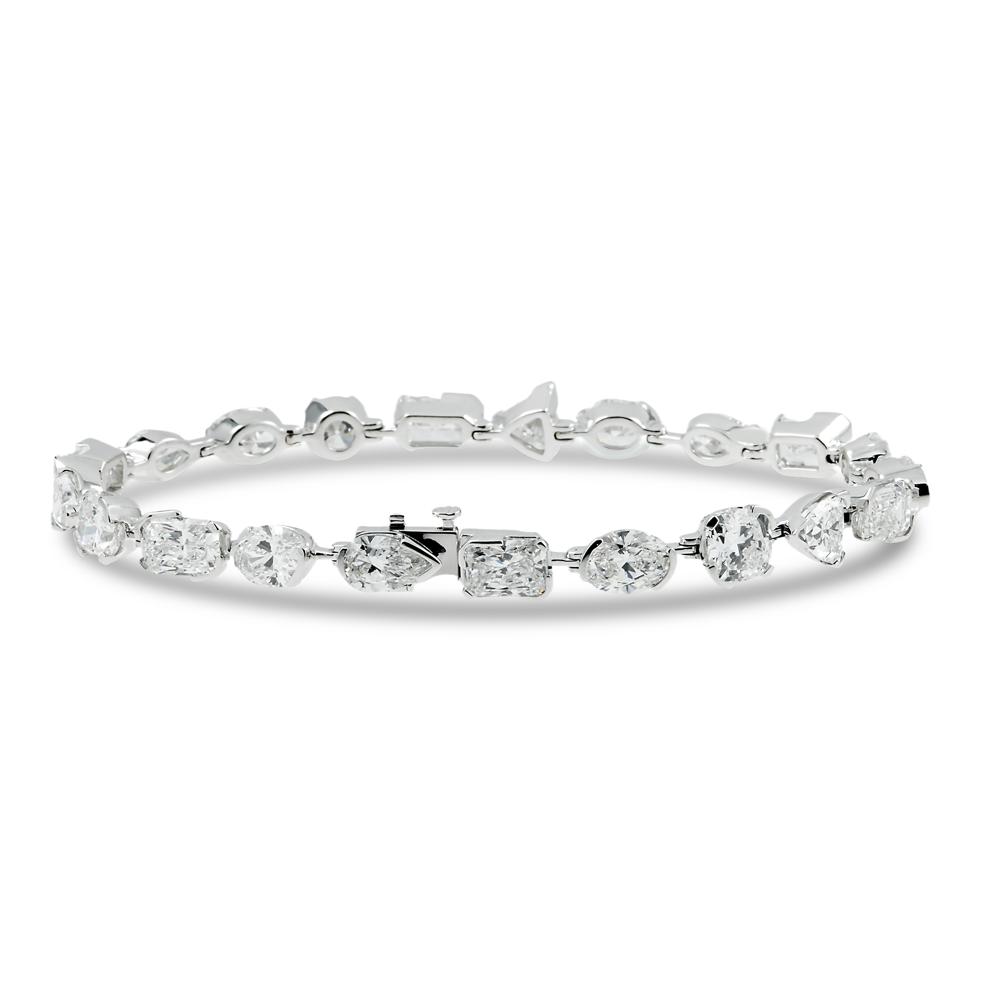 14K White Gold Multi Cut Diamond Satellite Bracelet 17.04ct