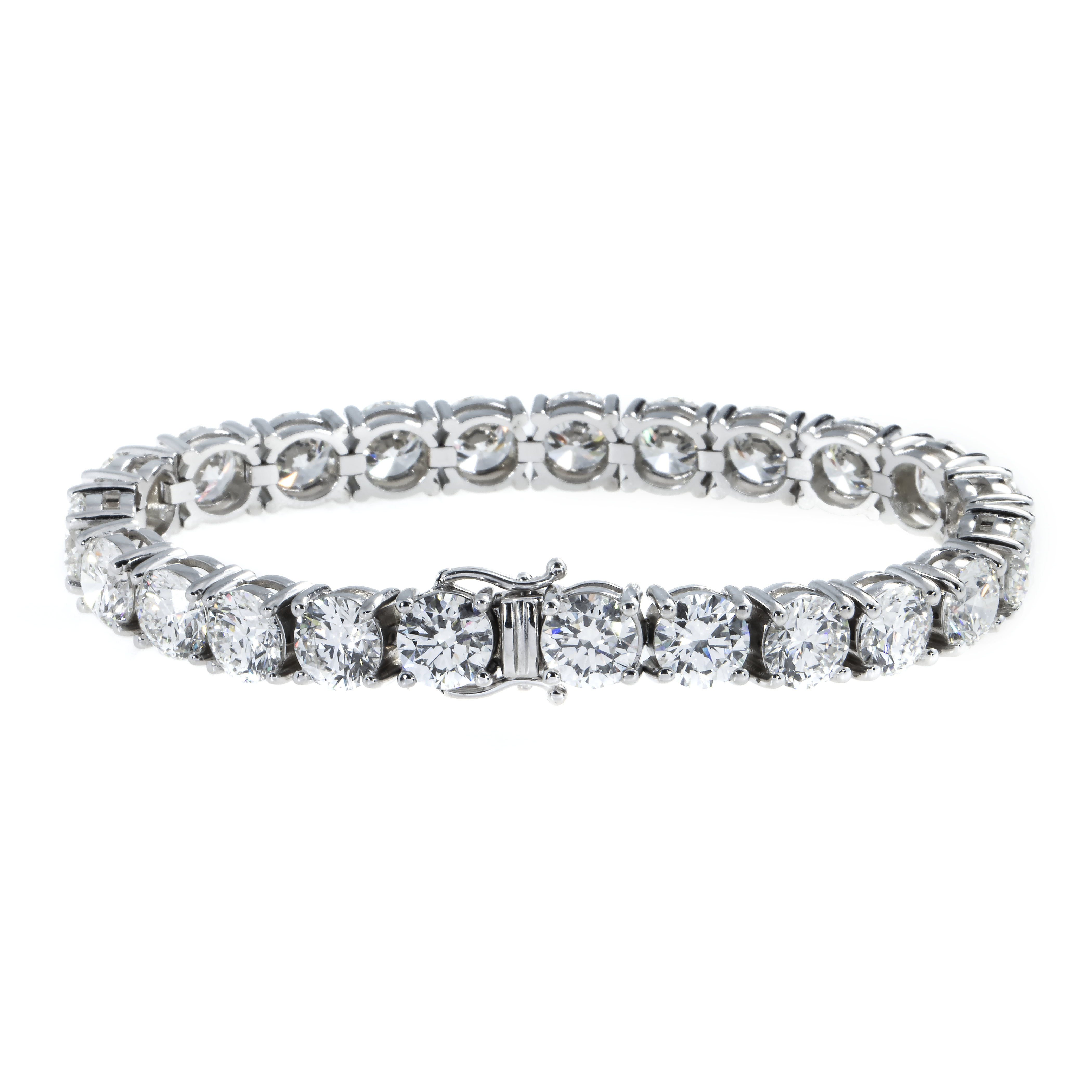 14K White Gold Round Diamond Tennis Bracelet 34.65Ct Bracelets