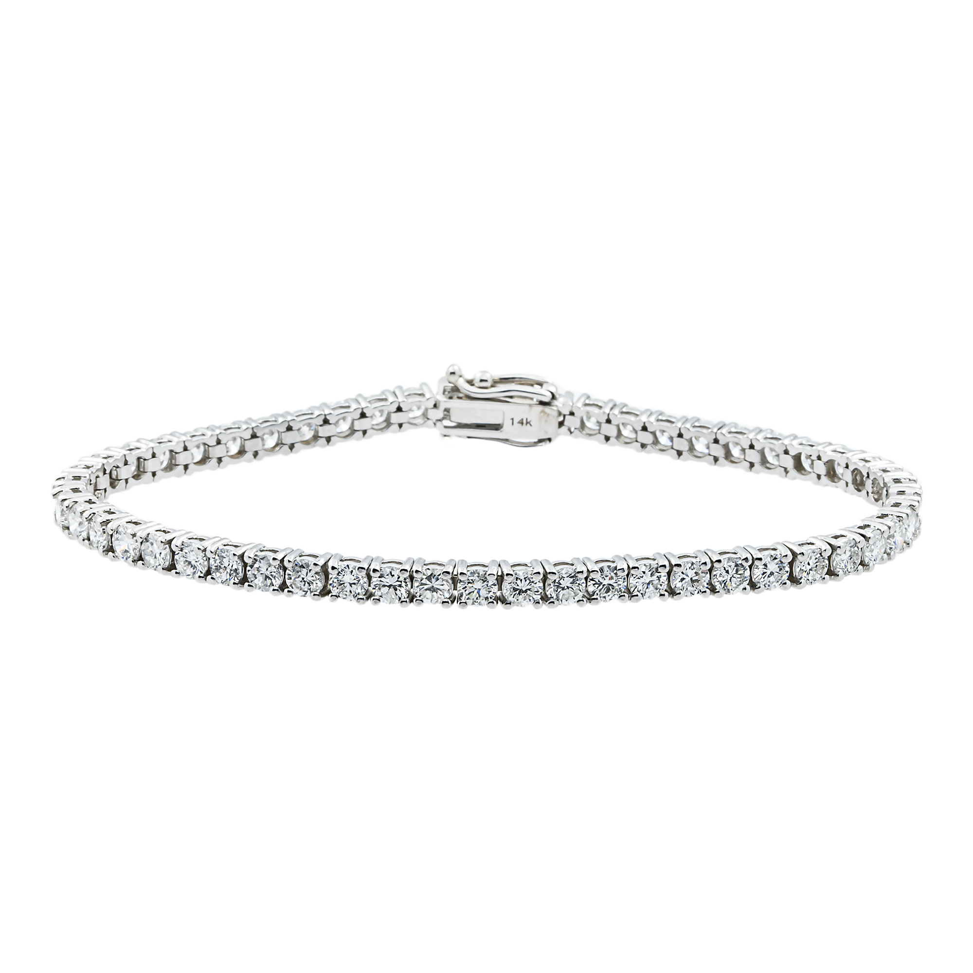 14K White Gold Round Diamond Tennis Bracelet 6.44ct