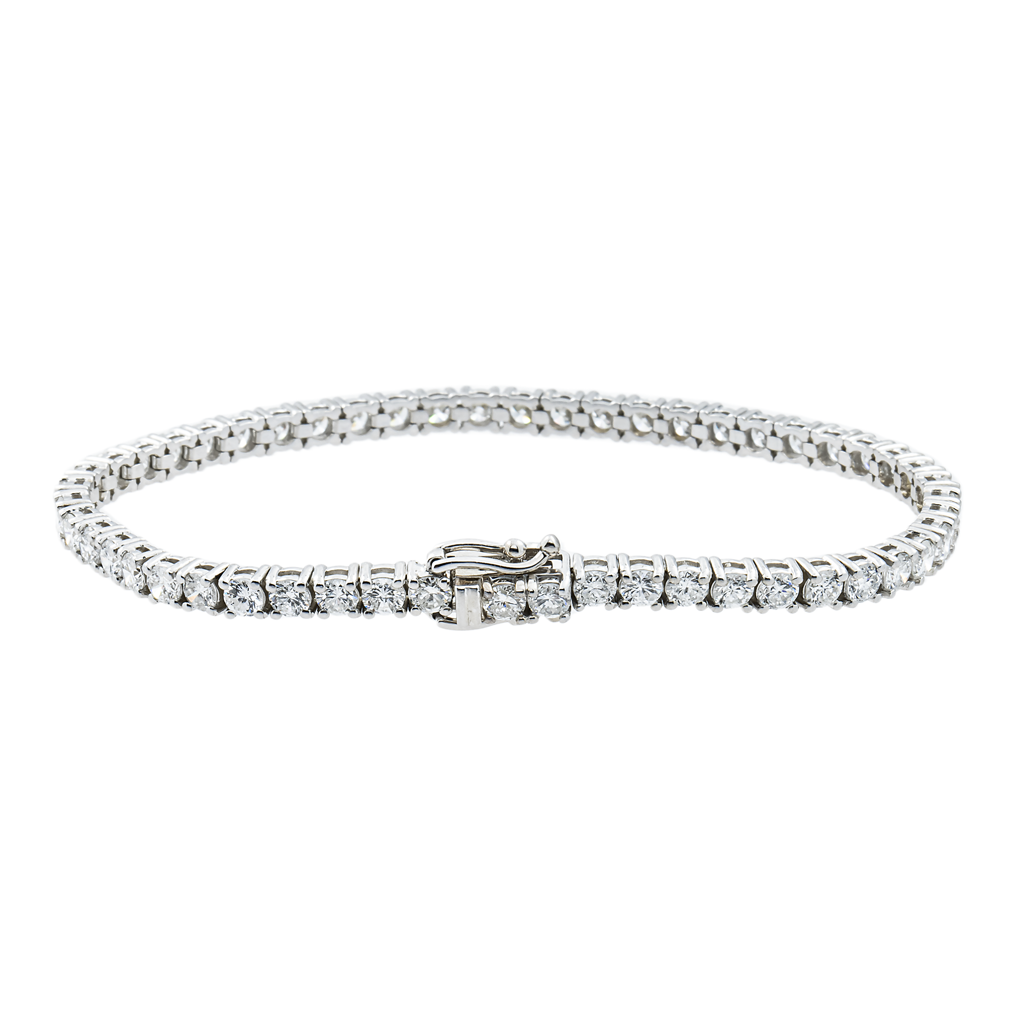 14K White Gold Round Diamond Tennis Bracelet 6.44ct