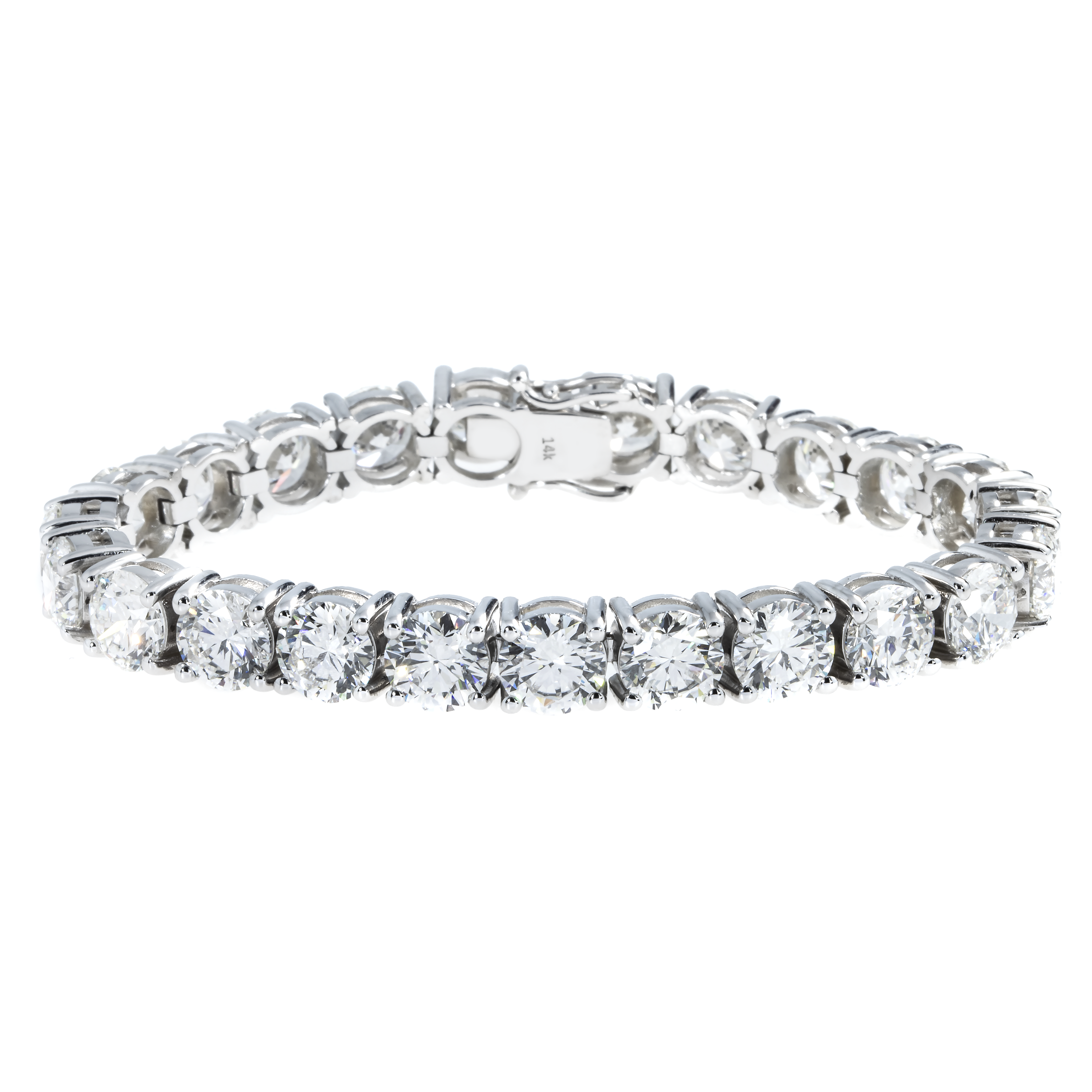 14K White Gold Round Diamond Tennis Bracelet 34.65Ct Bracelets