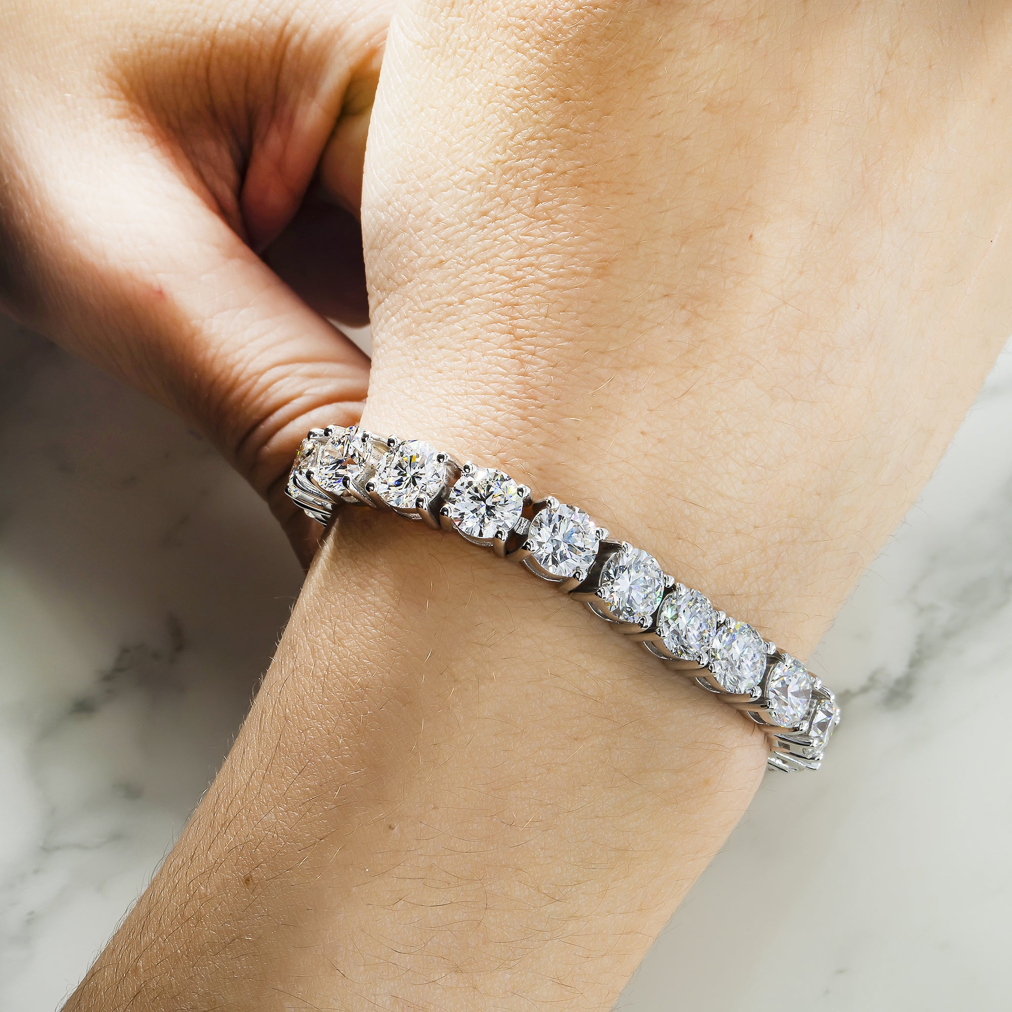 14K White Gold Round Diamond Tennis Bracelet 34.65Ct Bracelets