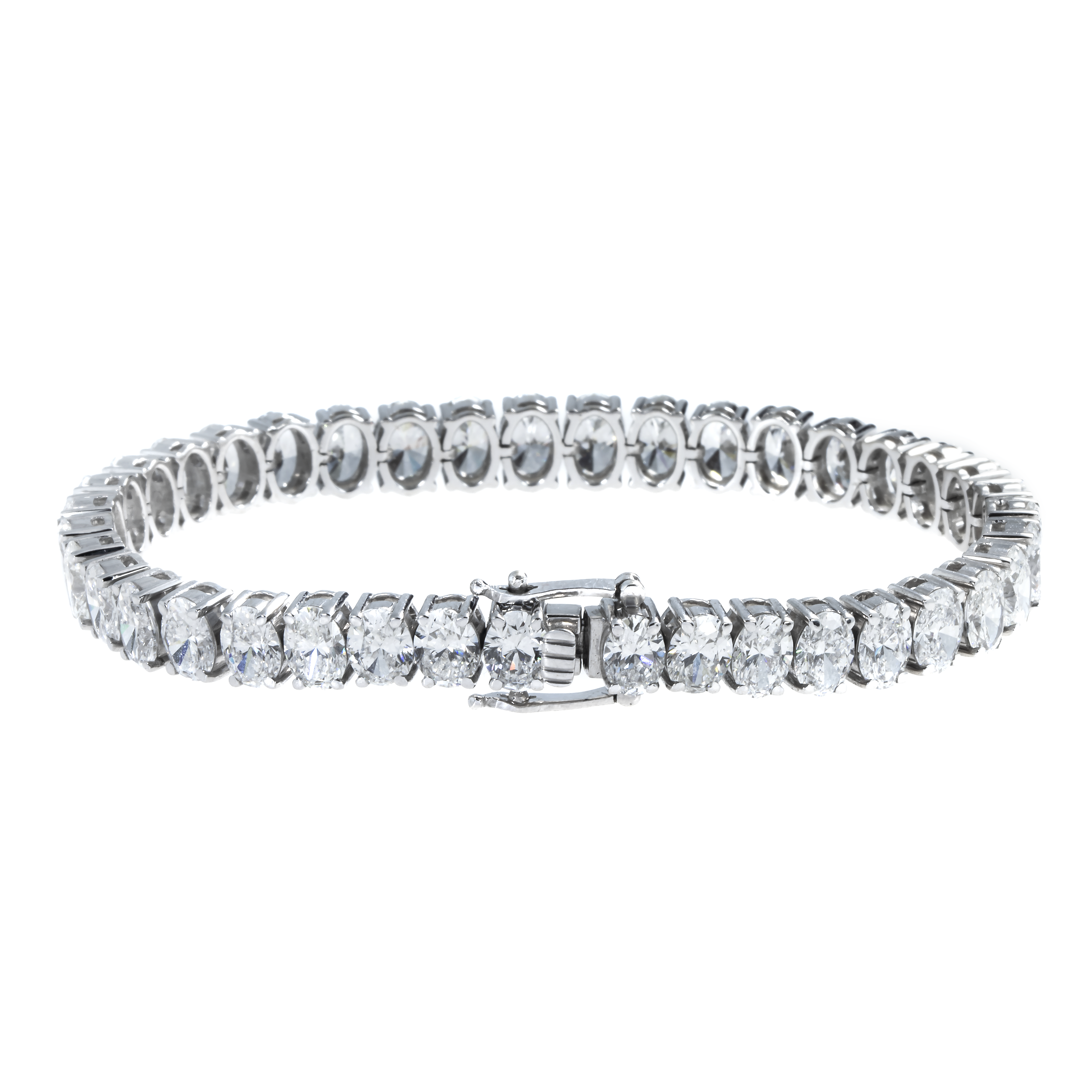 14K White Gold Oval Cut Diamond Tennis Bracelet 20.93Ct Bracelets