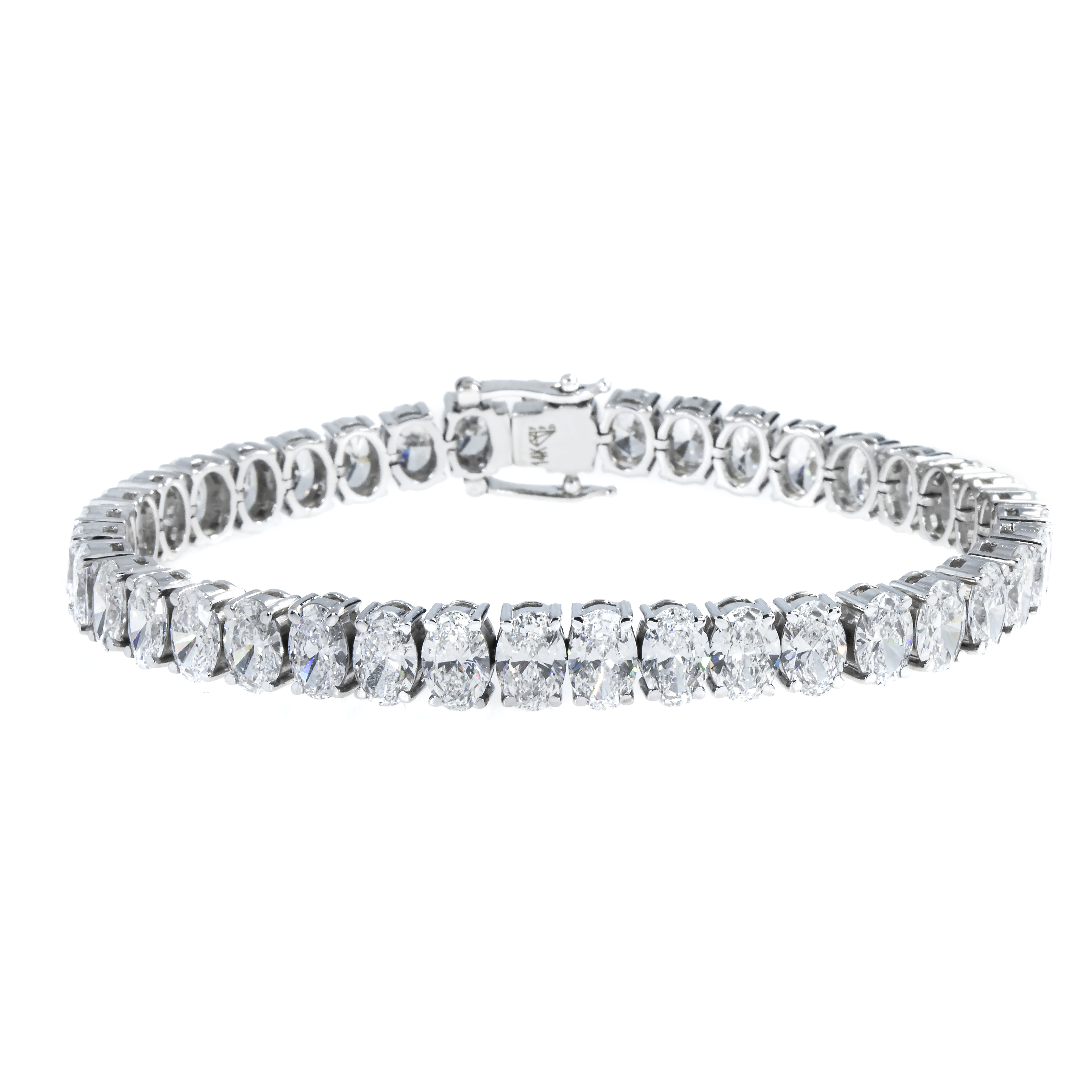 14K White Gold Oval Cut Diamond Tennis Bracelet 20.93Ct Bracelets