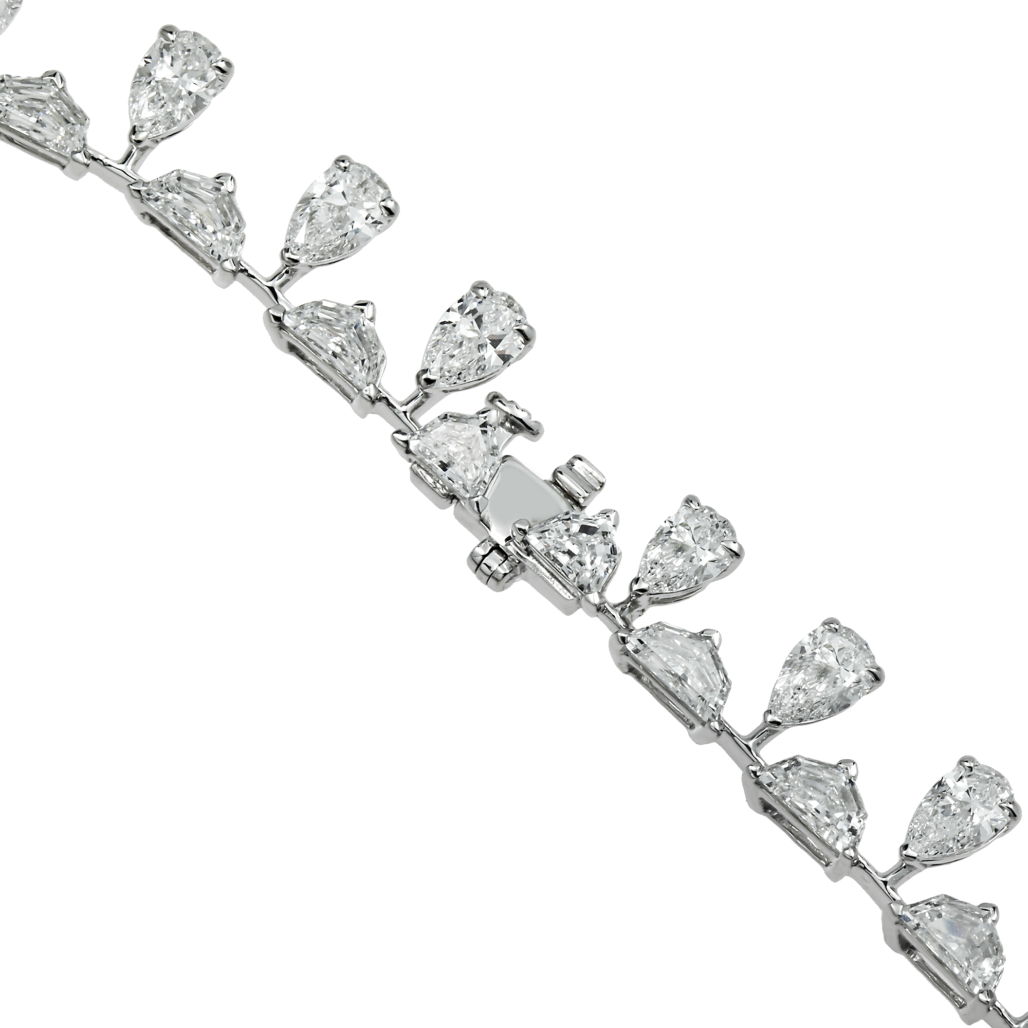 14K White Gold Cadilac & Pear Cut Diamond Necklace 48.45ct