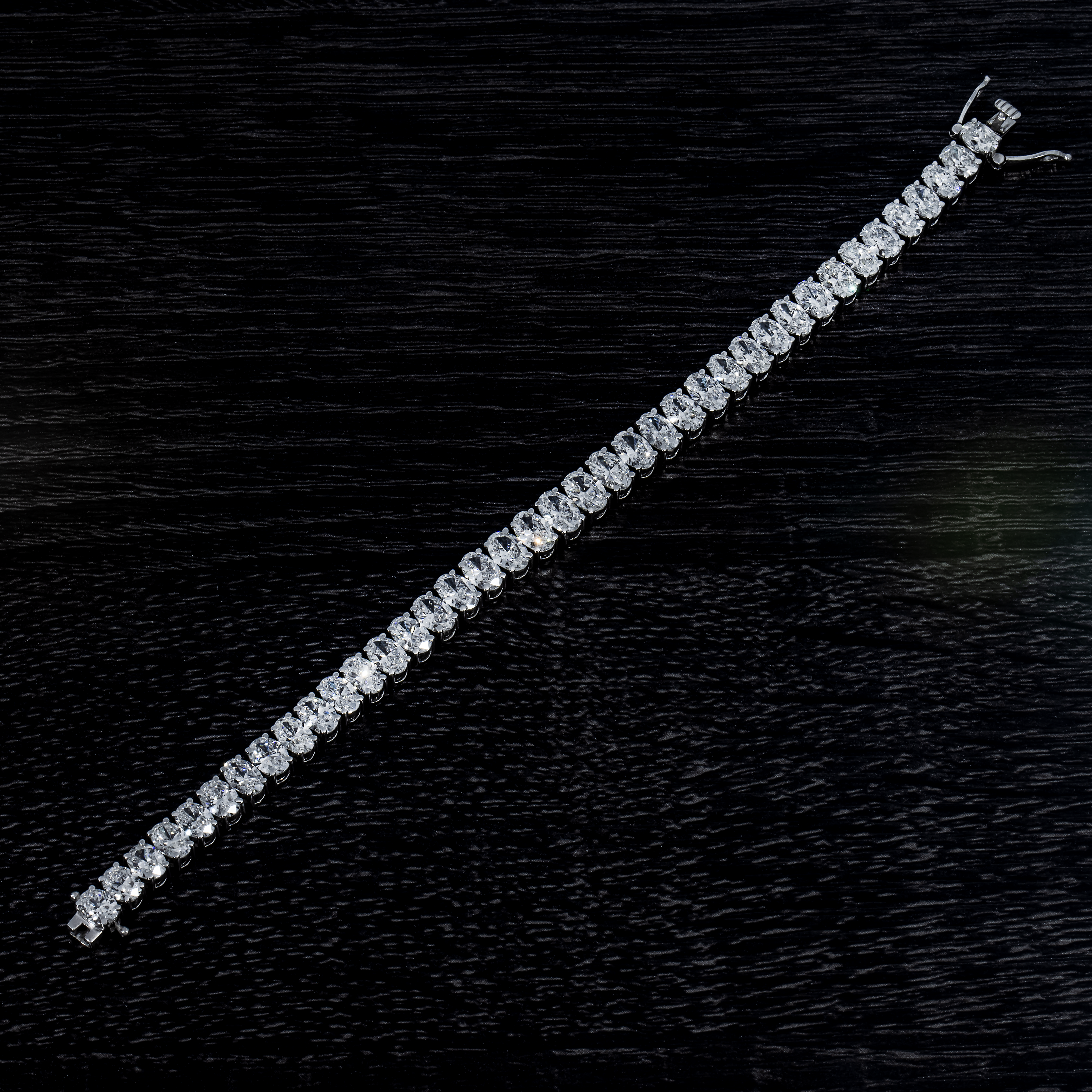 14K White Gold Oval Cut Diamond Tennis Bracelet 20.93Ct Bracelets